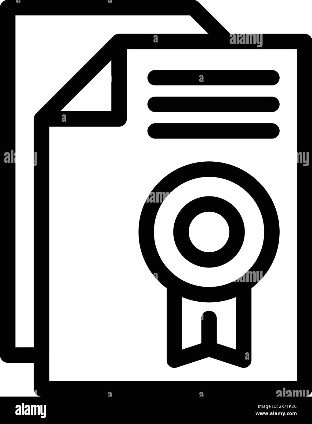 Certified diploma icon illustration with black and white minimalist flat design. Symbolizing academic success. Professional recognition. And completion of education Stock Vector
