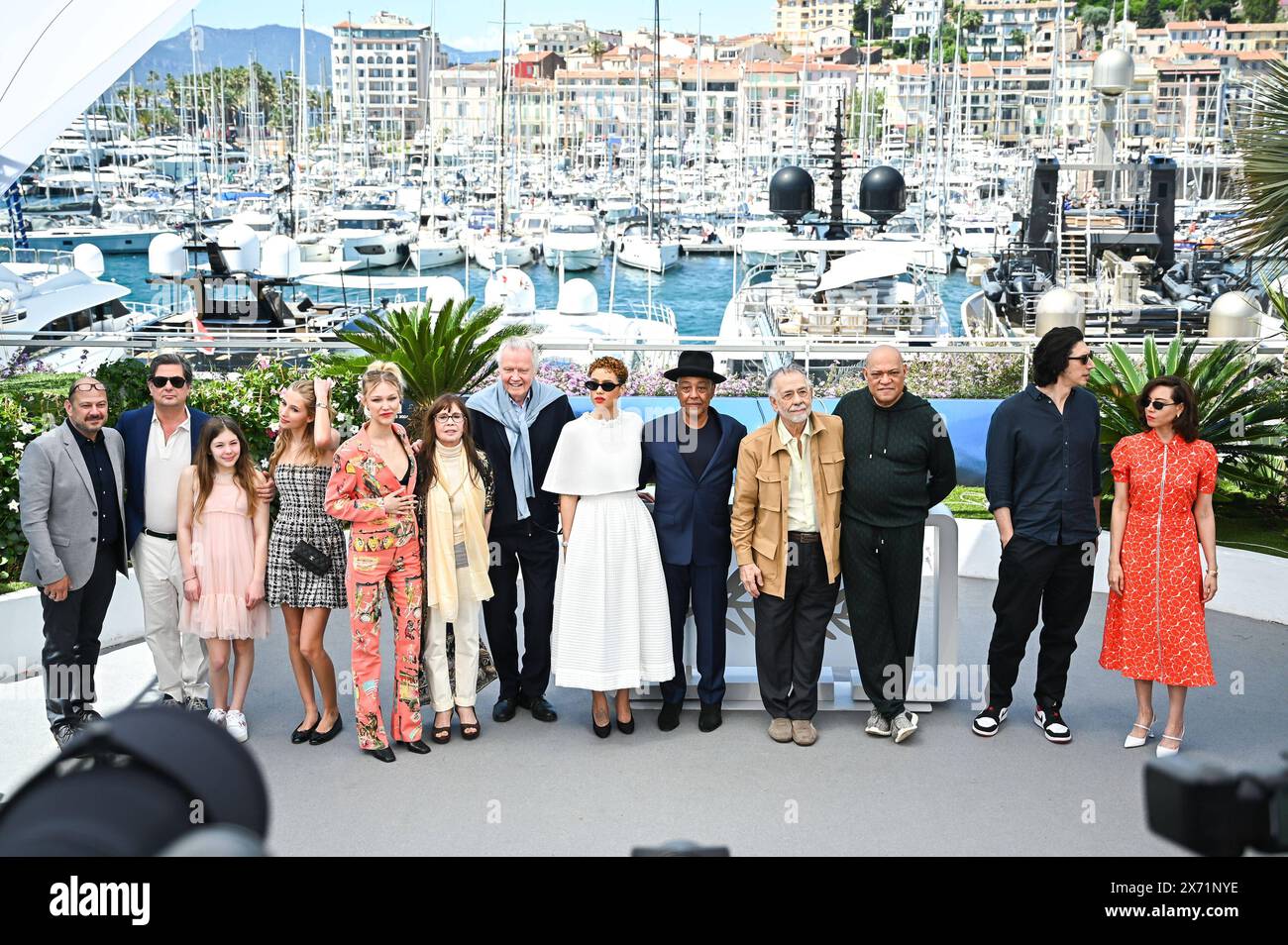 News - Megalopolis Photocall - The 77th Annual Cannes Film Festival Roman Coppola, Romy Croquet, Grace VanderWaal, Talia Shire, Jon Voight, Nathalie Emmanuel, Giancarlo Esposito, Francis Ford Coppola, Laurence Fishburne, Adam Driver and Aubrey Plaza attend the Megalopolis Photocall at the 77th annual Cannes Film Festival at Palais des Festivals on May 17, 2024 in Cannes, France.v Cannes Palais des Festival France Copyright: xStefanosxKyriazisx/xLiveMediax LPN 1355495 Stock Photo