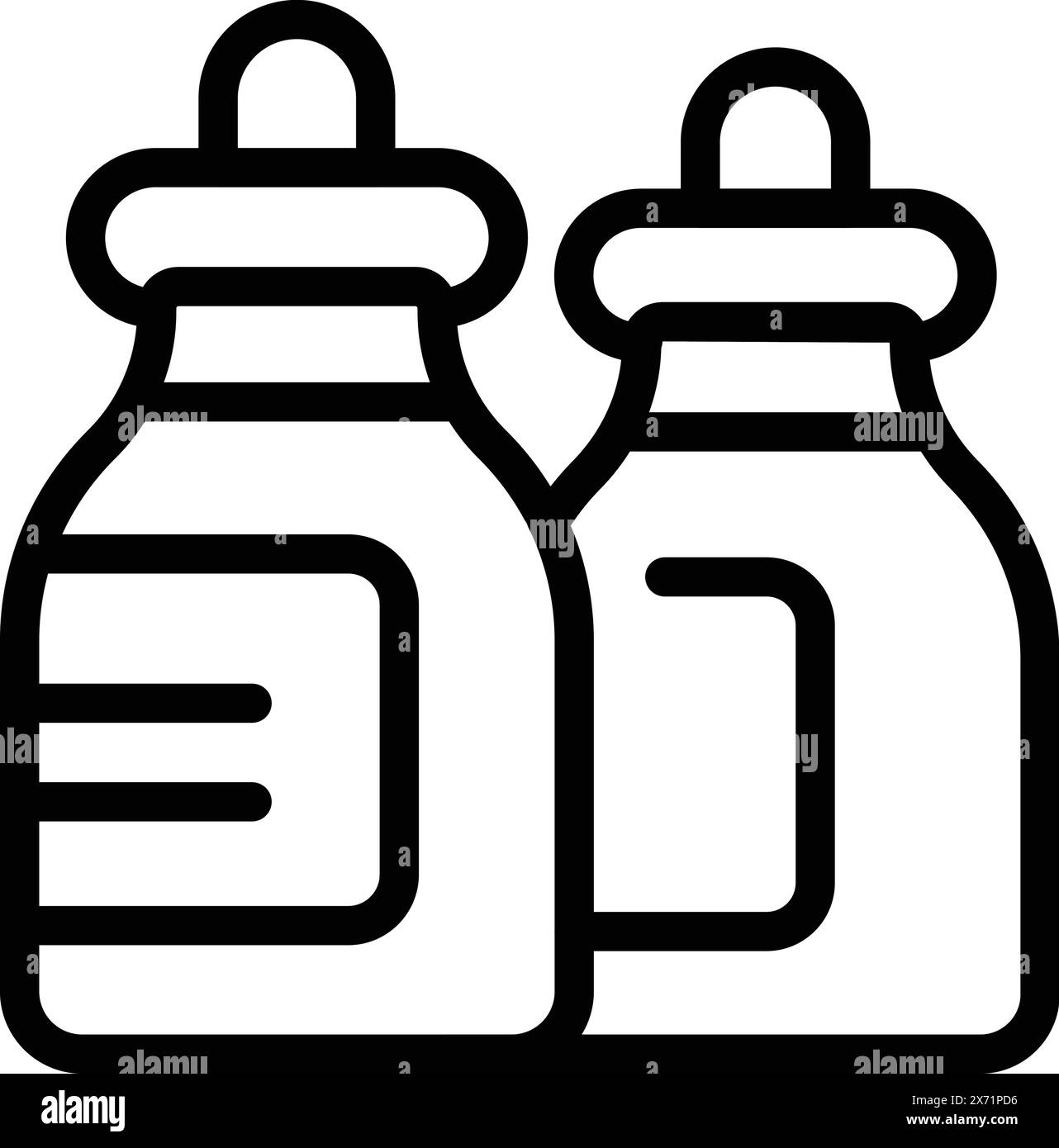 Vector graphic of two stylized condiment bottles in a simple line art