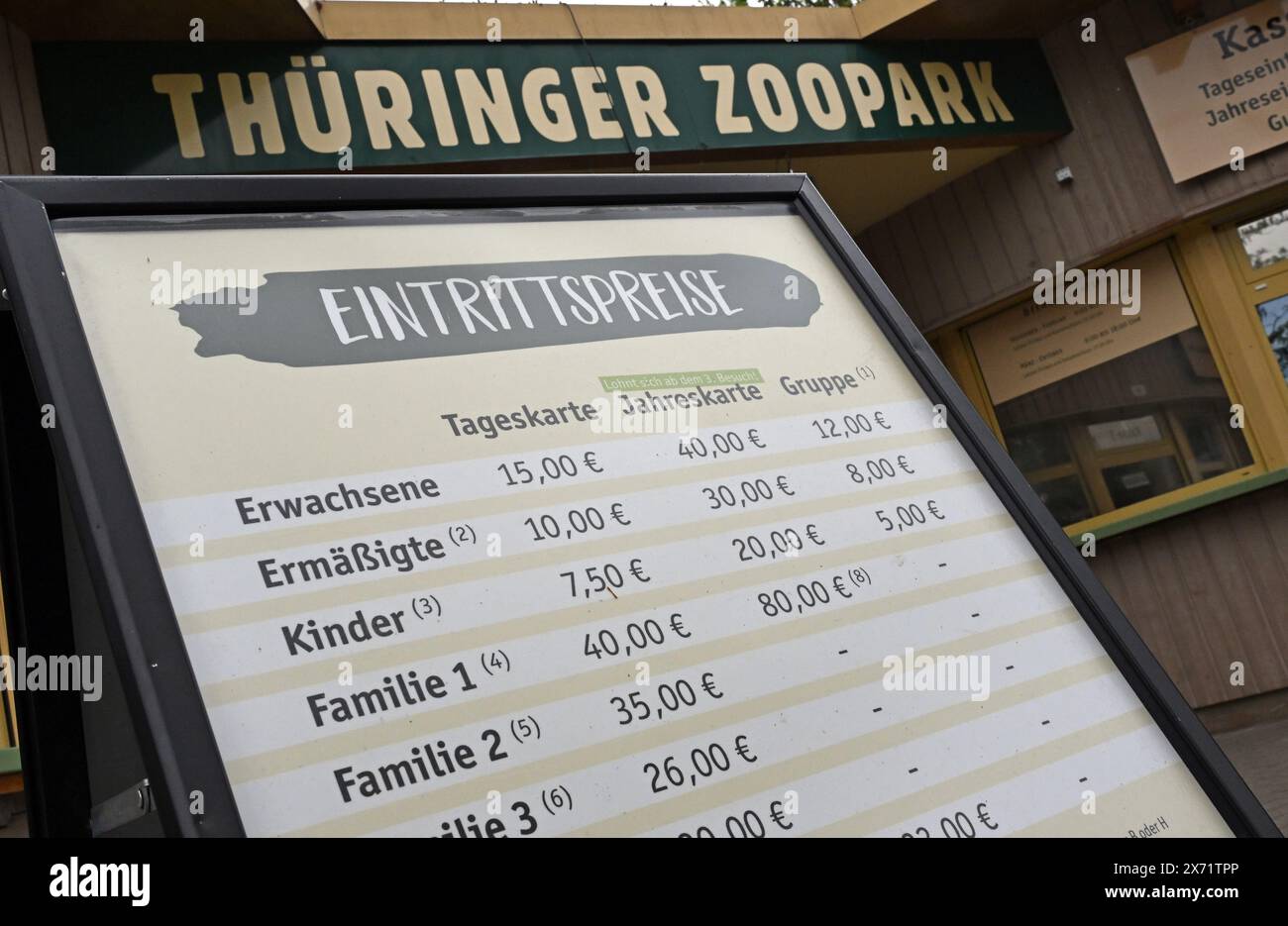 PRODUCTION 17 May 2024, Thuringia, Erfurt A price board stands in