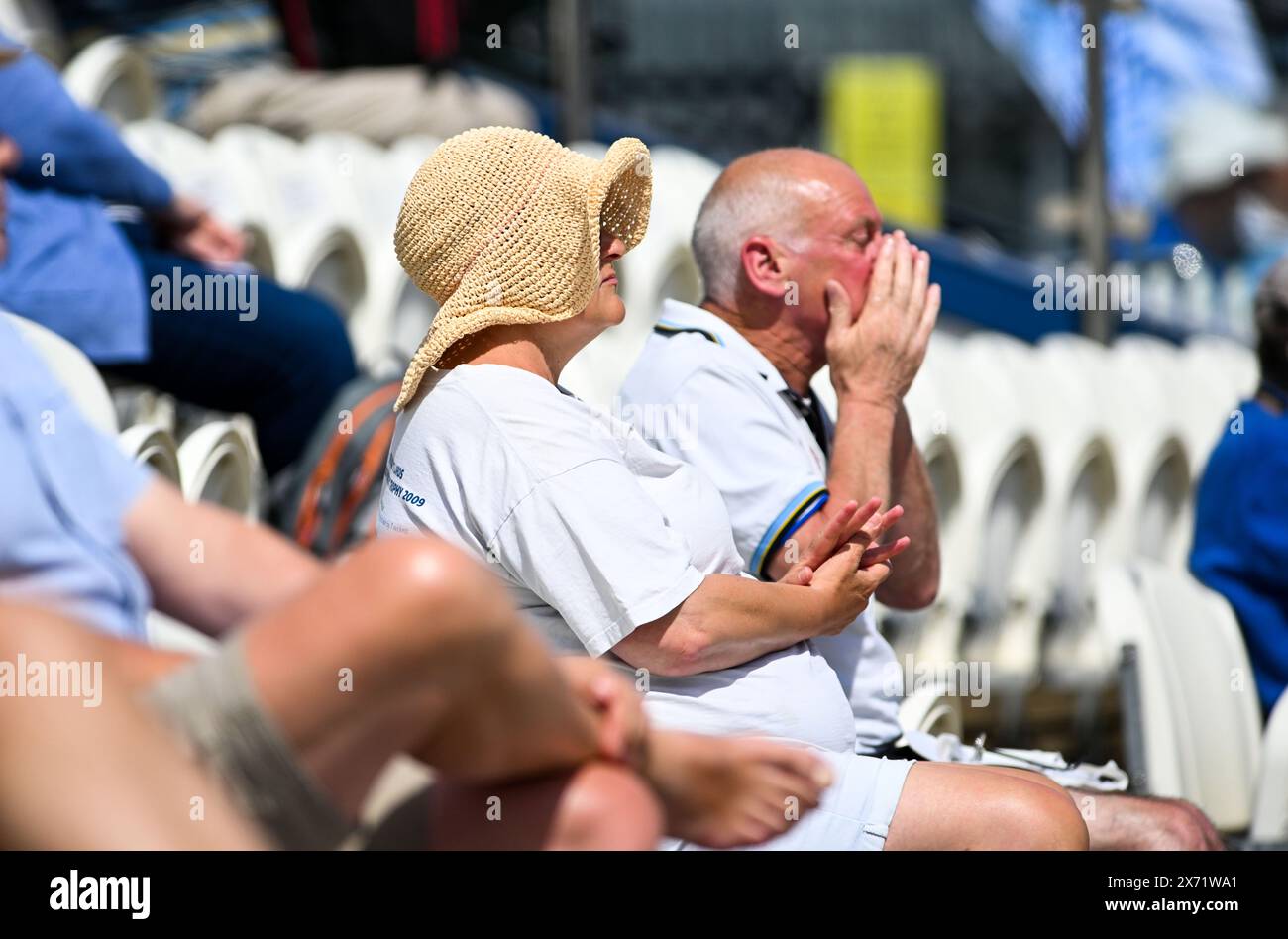 Hove UK 17th May 2024 -  A lovely hot sunny day for the spectators watching  the first day of the Vitality County Championship League Two cricket match between Sussex and Yorkshire at the 1st Central County Ground in Hove : Credit Simon Dack /TPI/ Alamy Live News Stock Photo