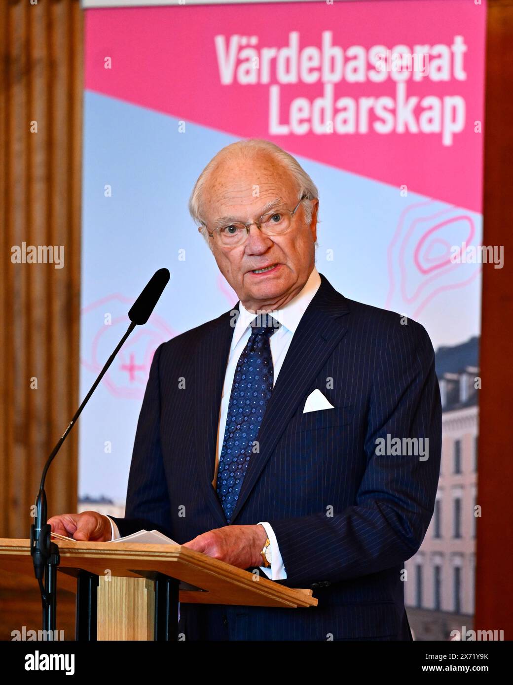 Stockholm, Sweden. 17th May, 2024. STOCKHOLM, SWEDEN 20240517King Carl Gustaf attends Young Leadership's diploma and scholarship ceremony at Stockholm Palace. Photo: Anders Wiklund/TT/Code 10040 Credit: TT News Agency/Alamy Live News Stock Photo