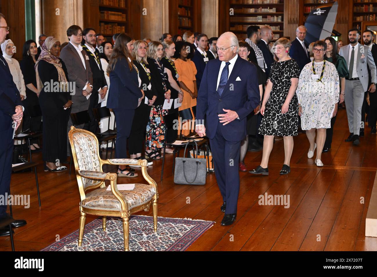 Stockholm, Sweden. 17th May, 2024. STOCKHOLM, SWEDEN 20240517King Carl Gustaf attends Young Leadership's diploma and scholarship ceremony at Stockholm Palace. Photo: Anders Wiklund/TT/Code 10040 Credit: TT News Agency/Alamy Live News Stock Photo
