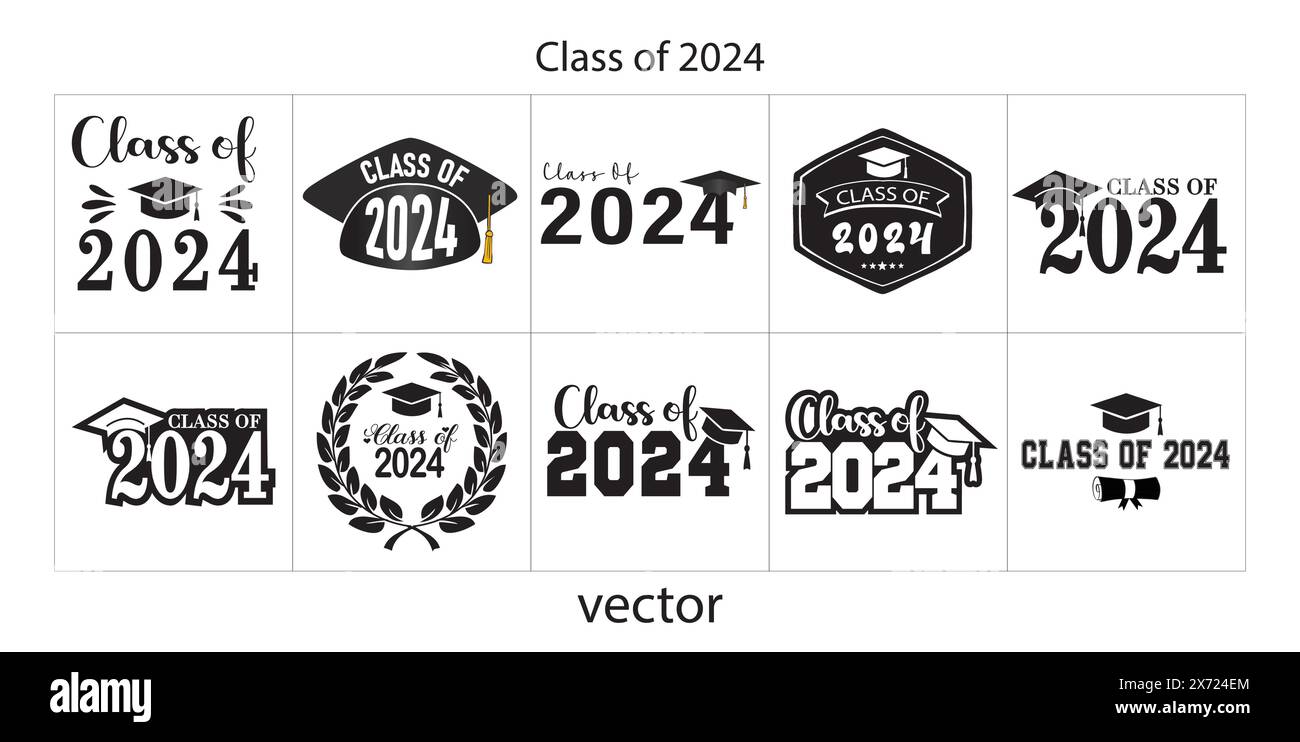 Class of 2024, word lettering script banner Congrats Graduation