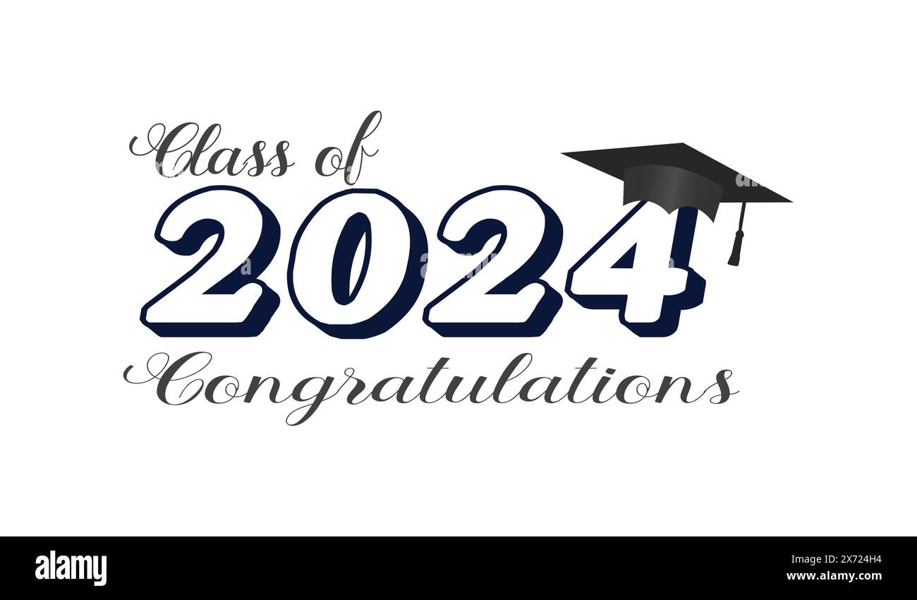 Class of 2024, word lettering script banner Congrats Graduation