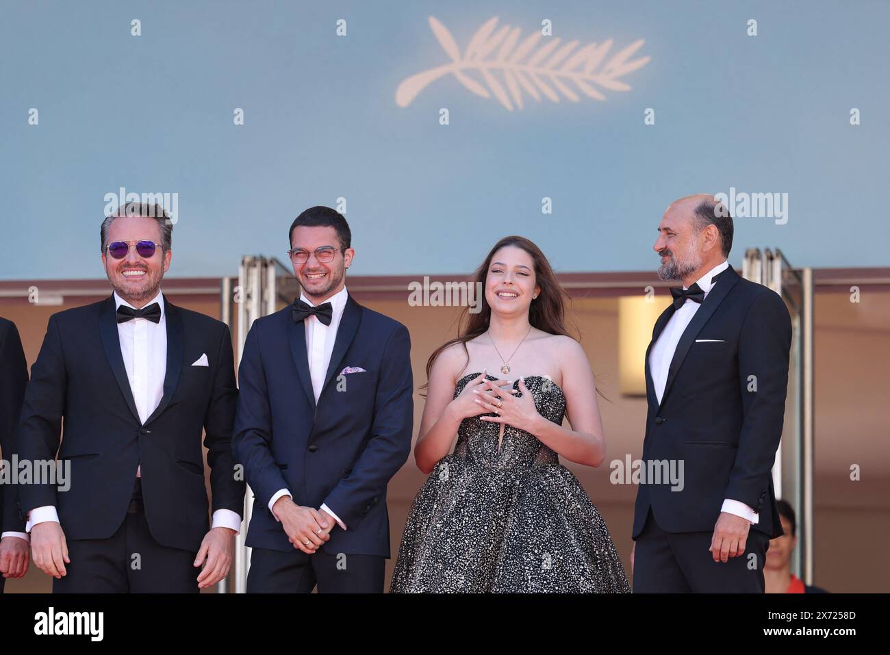 Cannes, France. 17th May, 2024. Bogdan Dumitrache, Emanuel Parvu, Valeriu Andriuta attending the 'Trei Kilometri Pana La Capatul Lumii' (Three Kilometres To The End Of The World) Red Carpet at the 77th annual Cannes Film Festival at Palais des Festivals on May 17, 2024 in Cannes, France. Photo by David Boyer/ABACAPRESS.COM Credit: Abaca Press/Alamy Live News Stock Photo