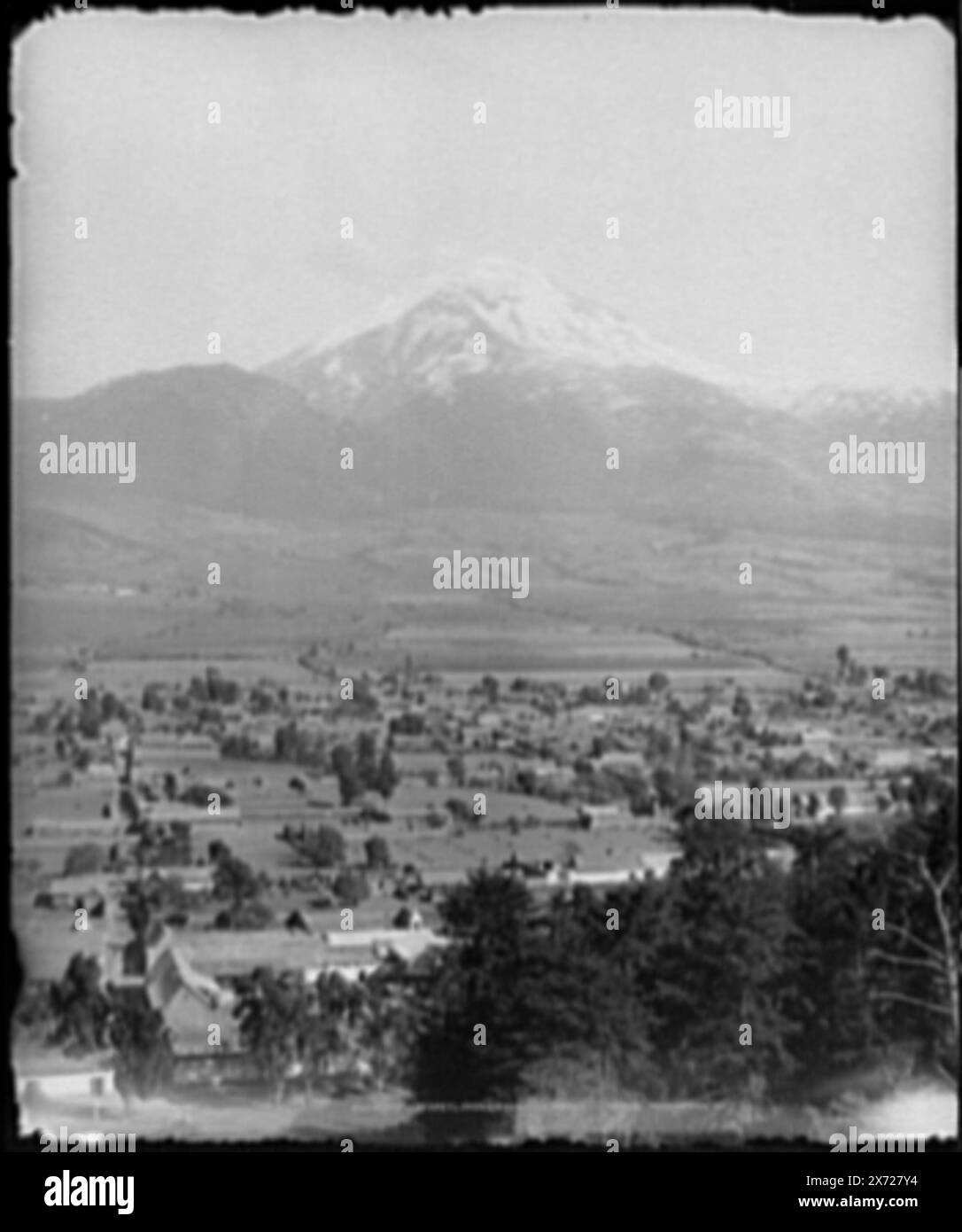 Popocatapetl i.e. Popocatepetl from Amecameca, '01626' on negative., Commissioned by Mexican Central Railway, 1891., Detroit Publishing Co. no. 01626., Gift; State Historical Society of Colorado; 1949,  Volcanoes. , Mexico, Popocatepetl. , Mexico, Amecameca de Juarez. Stock Photo