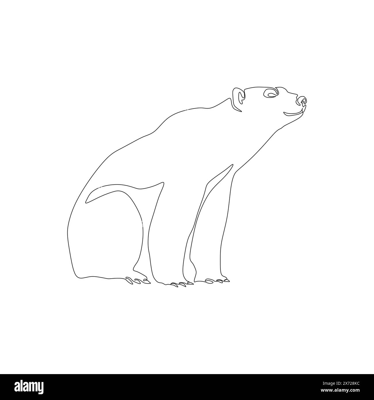 Polar bear silhouette. Simple icon. Flat style element for graphic design. Continuous line minimalistic design Stock Vector