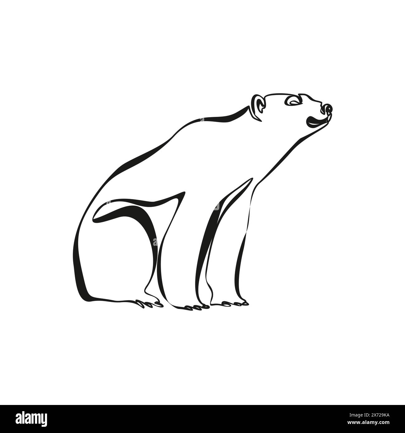 Polar bear silhouette. Simple icon. Flat style element for graphic design. Continuous line minimalistic design Stock Vector