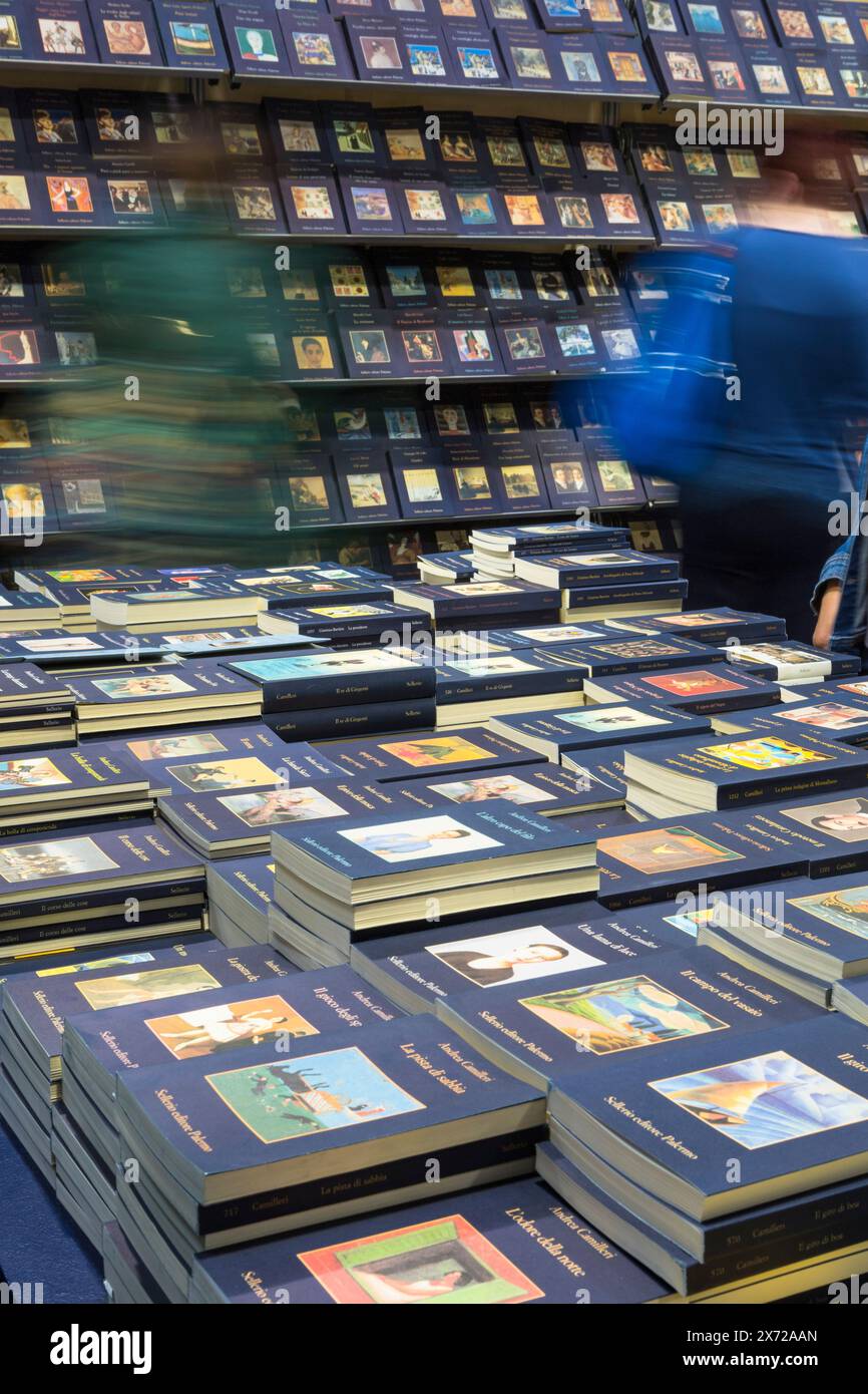Visitors passing among the stands of 2024 Turin Book Fair (Salone internazionale del libro di Torino) Stock Photo