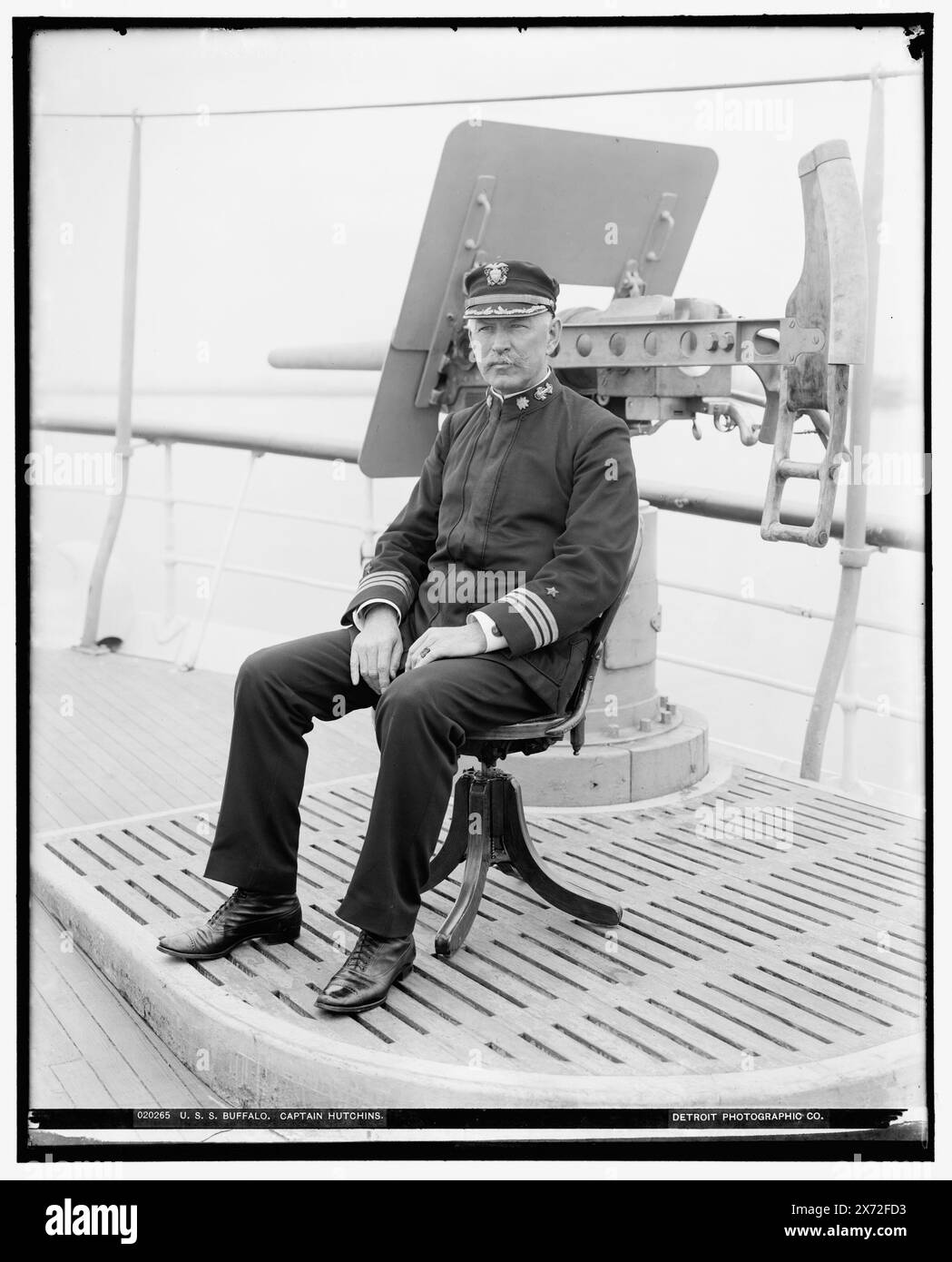 U.S.S. Buffalo, Captain Hutchins, Attribution based on negative D4-20261., Date based on Detroit, Catalogue J (1901)., '1109' on negative., Detroit Publishing Co. no. 020265., Gift; State Historical Society of Colorado; 1949,  Hutchins, Charles Thomas,, 1844-1920. , Buffalo (Cruiser) , United States., Navy. , Military officers, American. Stock Photo