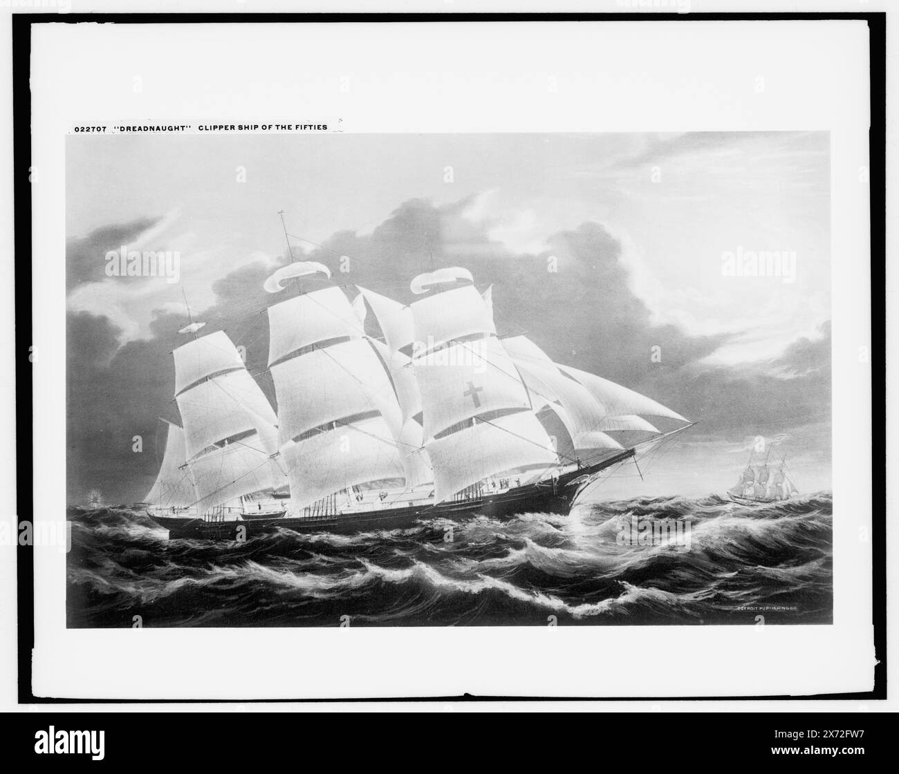 Dreadnaught, clippership of the fifties, Photograph of a print., Detroit Publishing Co. no. 022707., Gift; State Historical Society of Colorado; 1949,  Dreadnaught (Packet-ship) , Clipper ships. Stock Photo