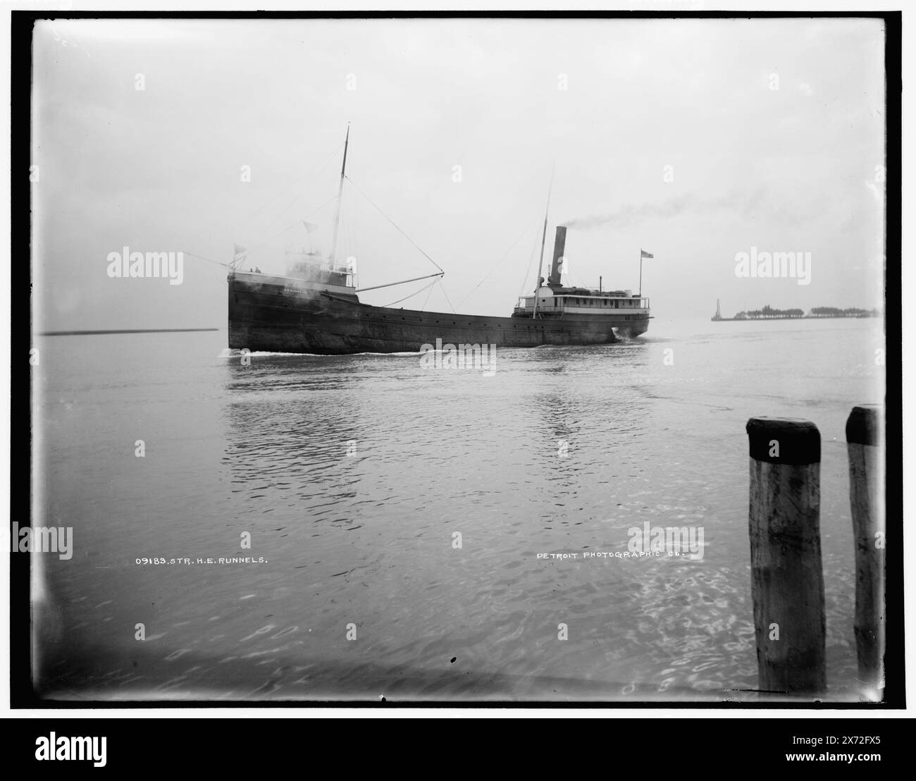 Str. H.E. Runnels, '14' and 'Detroit Photographic Co.' on negative., Detroit Publishing Co. no. 09183., Gift; State Historical Society of Colorado; 1949,  H.E. Runnels (Ship) , Cargo ships. Stock Photo