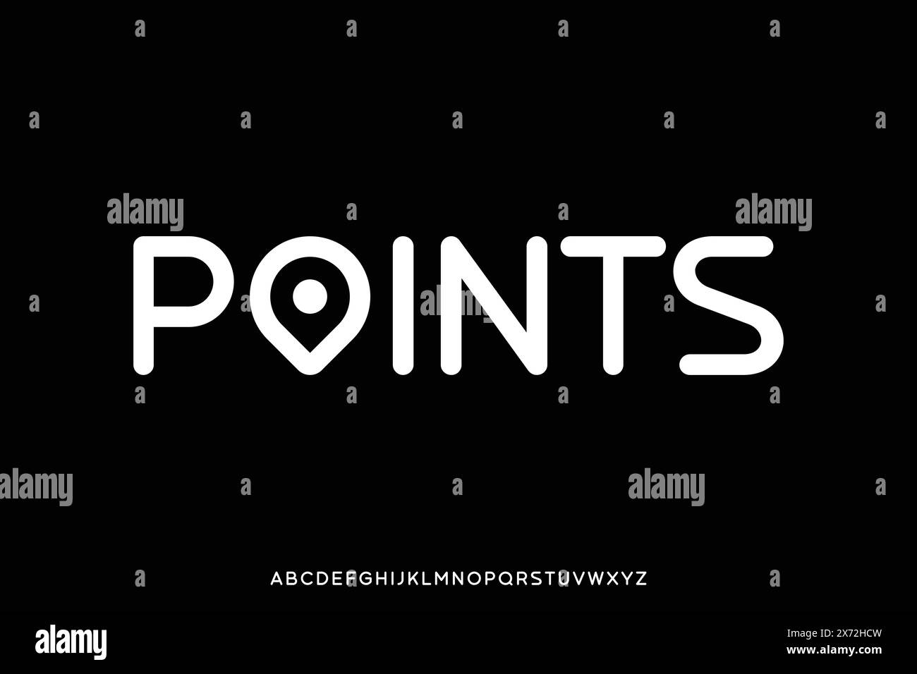 Modern rounded sans serif alphabet display font vector. Points typeface illustration Stock Vector