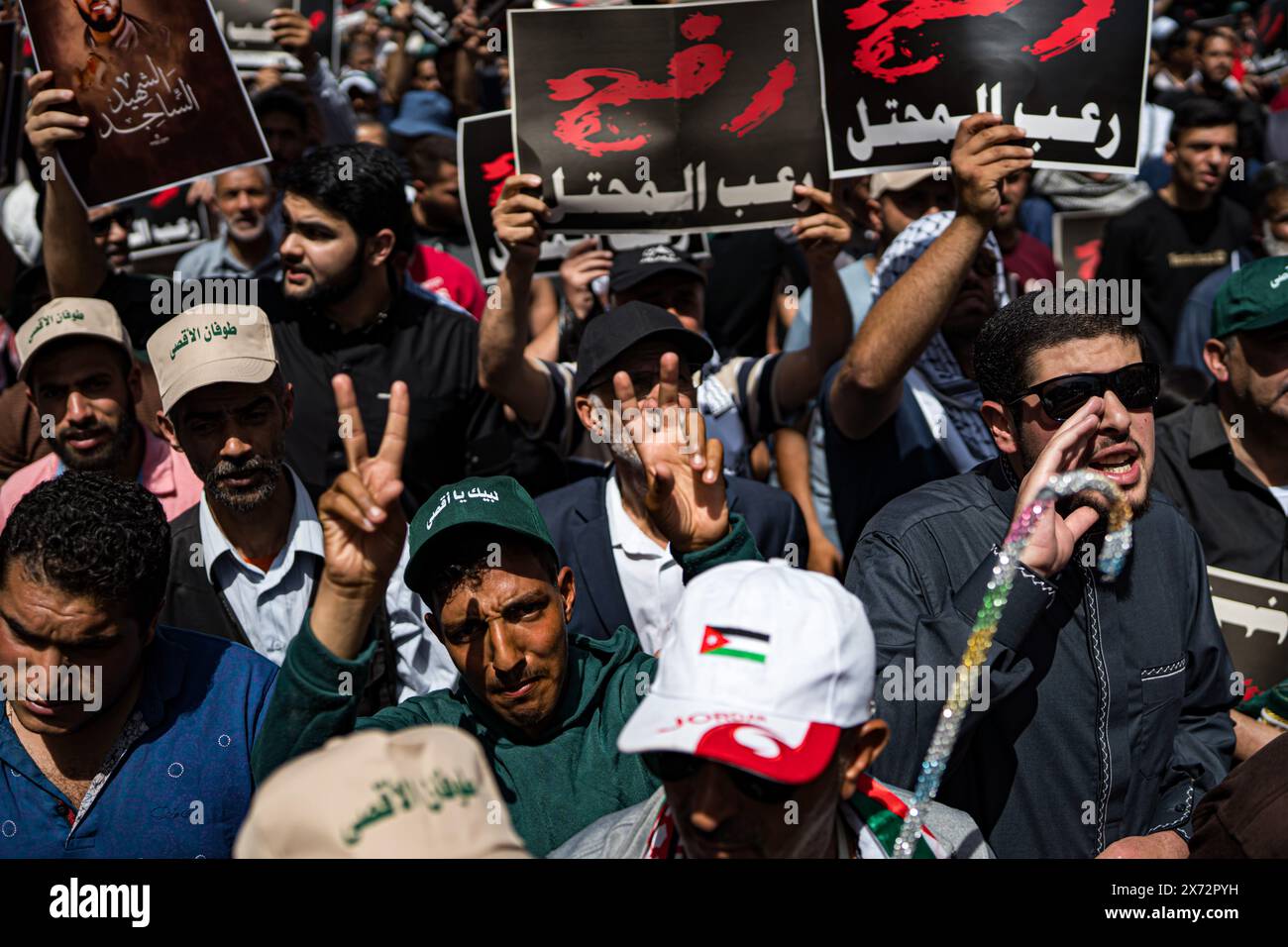 Amman, Downtown, Jordan. 17th May, 2024. Pro-Palestine demonstrations