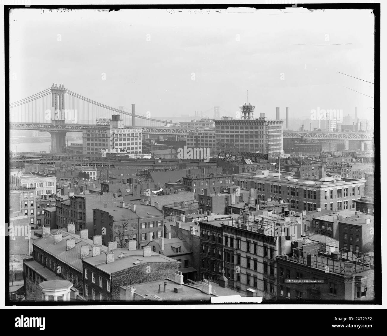 New York sky line from Brooklyn, Left left center negative broken upper left corner and taped to second sheet of glass., Brooklyn Bridge in right right center and right center sections; Singer Building and Woolworth Building in center sections., Videodisc images are out of sequence; actual left to right order for the negatives is 1A-10526, 10525, 10524, 10523, 10522, 10521, 10520., Transparency is same view as D4-15713 C., Corresponding glass transparency (with same series code) available on videodisc frame 1A-29851., 'G 93[, .],' 'LLC,' 'LC,' 'G 9373 C,' '[, .] RC,' 'G 9737 [, .],' and 'G 937 Stock Photo