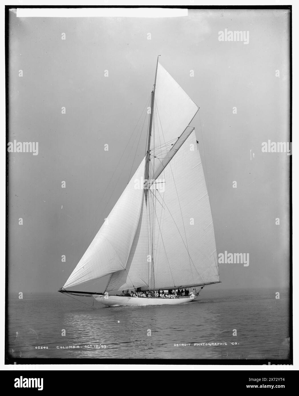 Columbia, '35' on negative., Detroit Publishing Co. no. 05546., Gift; State Historical Society of Colorado; 1949,  Columbia (Sloop) , America's Cup races. , Regattas. , Yachts. Stock Photo