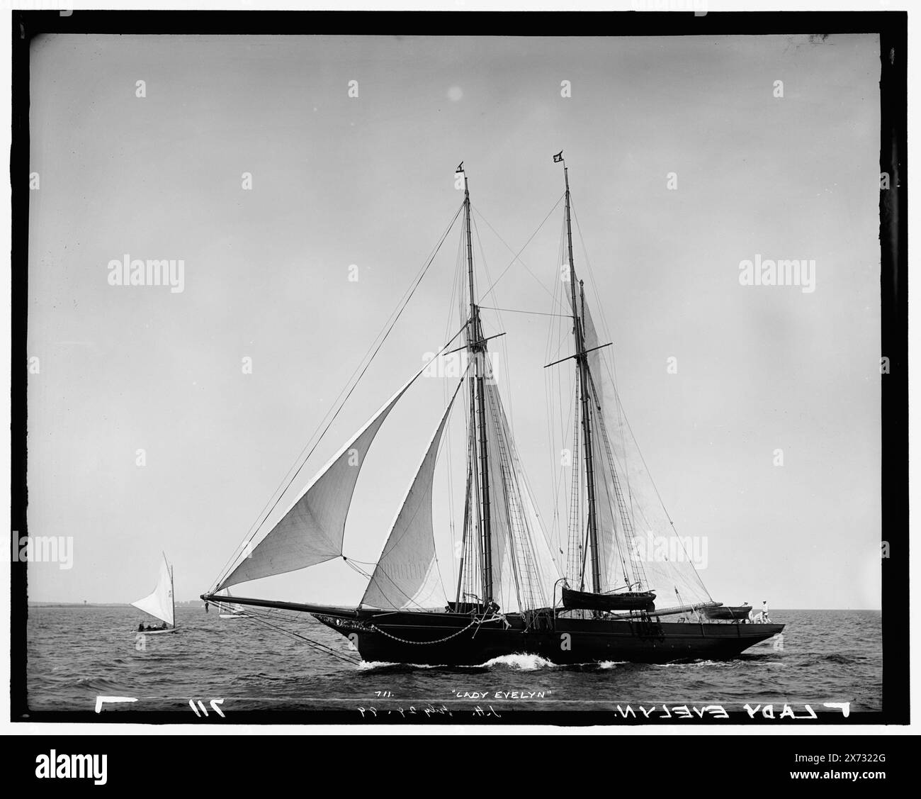 Lady Evelyn, Attribution based on style of title and numbering., Probably Indian Harbor Yacht Club., '711' and 'I.H.' on negative., No Detroit Publishing Co. no., Gift; State Historical Society of Colorado; 1949,  Lady Evelyn (Schooner) , Yachts. Stock Photo
