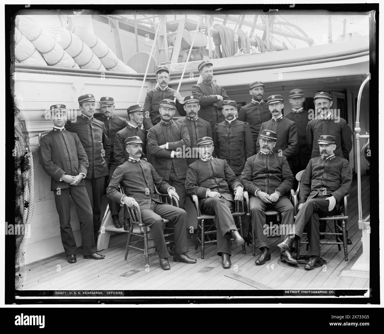 U.S.S. Kearsarge officers, Date based on Detroit, Catalogue J (1901)., Detroit Publishing Co. no. 020471., Gift; State Historical Society of Colorado; 1949,  Kearsarge (Screw sloop-of-war) , Military officers, American. Stock Photo