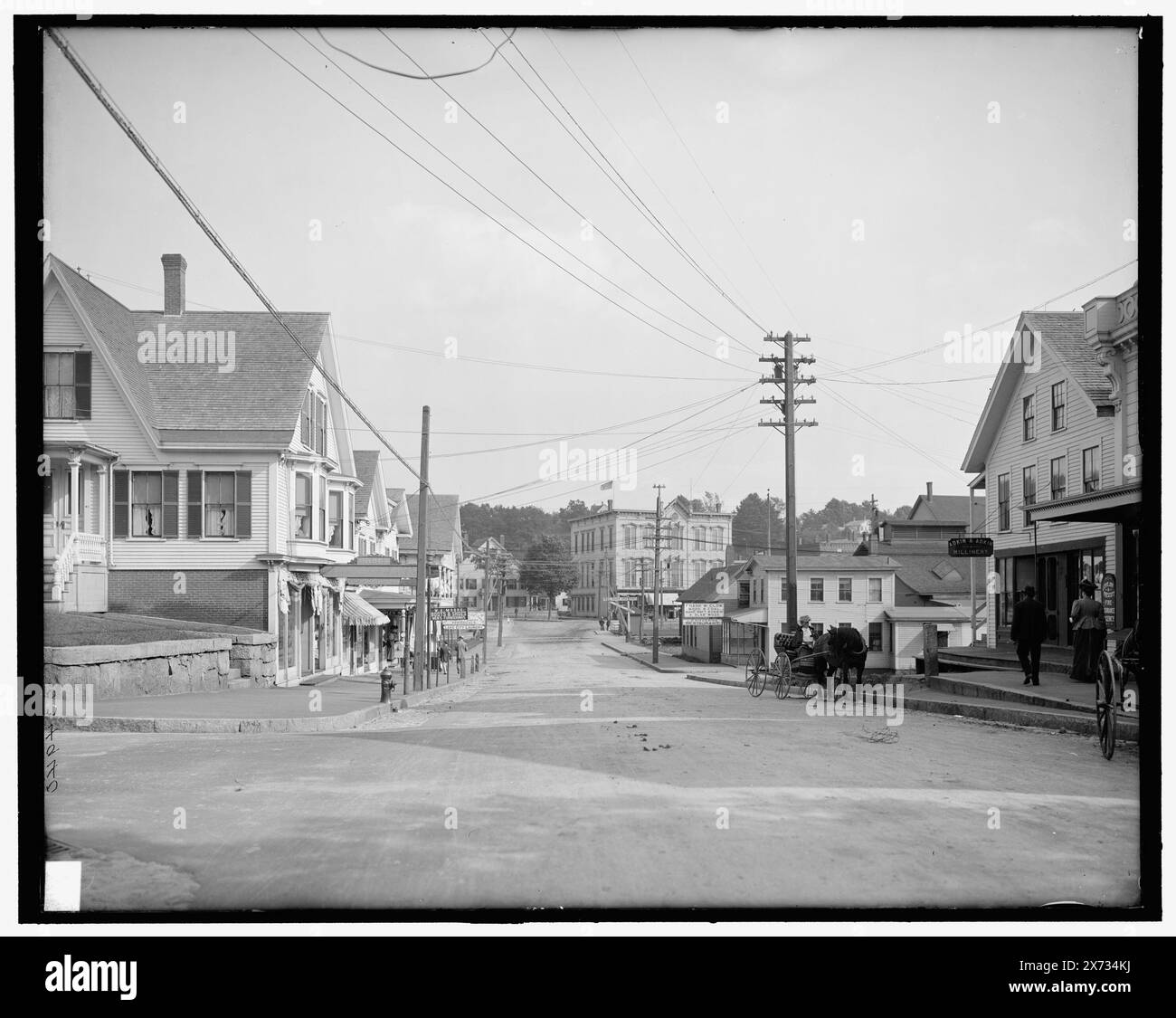 Street in Lakeport, N.H., Title from jacket., '4396' on negative., Detroit Publishing Co. no. 034940., Gift; State Historical Society of Colorado; 1949,  Streets. , Commercial facilities. , United States, New Hampshire, Laconia. Stock Photo