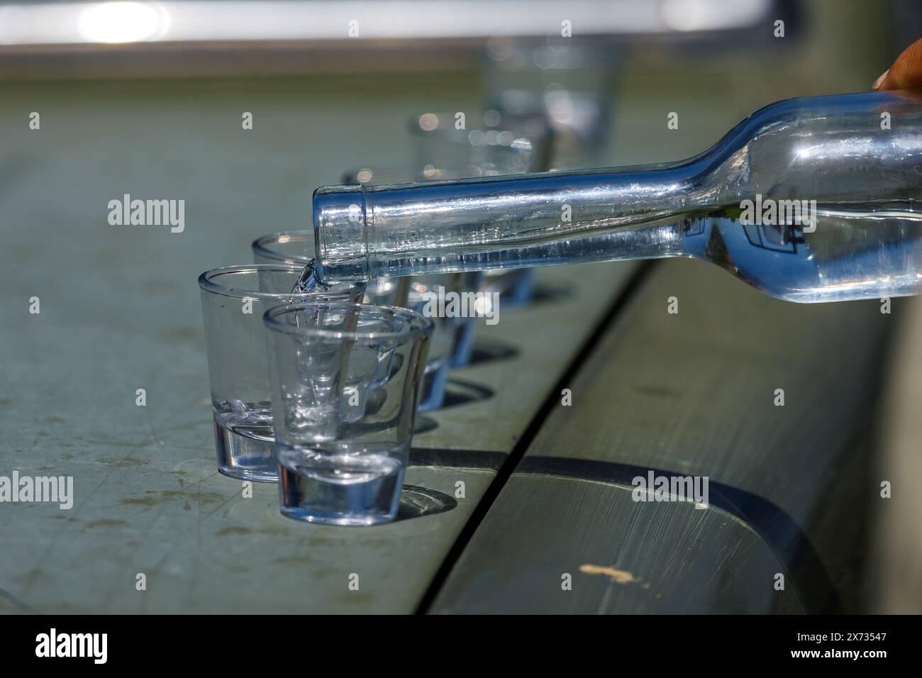 Glasses with shot and alcohol Stock Photo