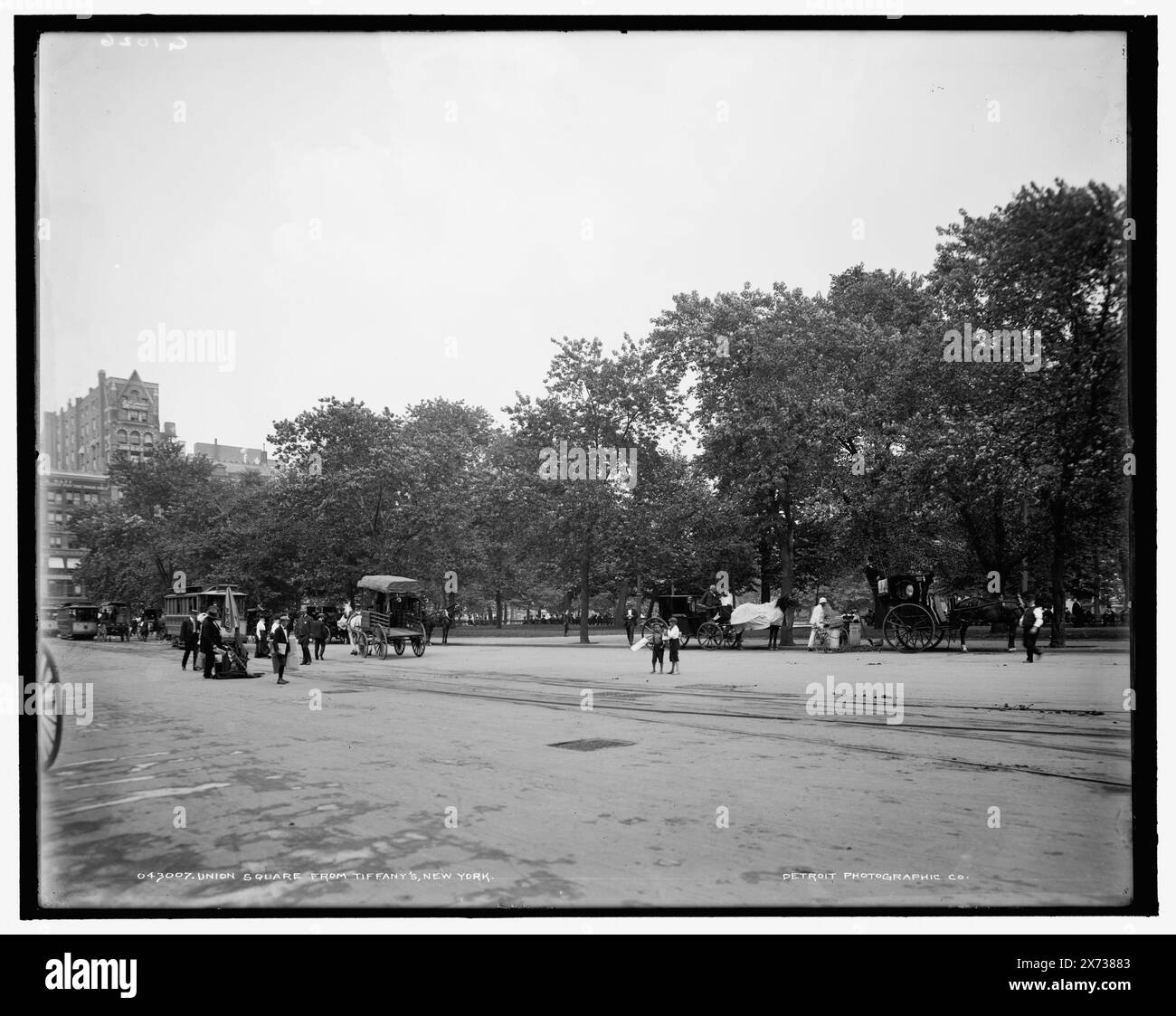 Union Square Park from Tiffany's, 'G 1026' on negative., Detroit Publishing Co. no. 043007., Gift; State Historical Society of Colorado; 1949,  Streets. , Parks. , United States, New York (State), New York. Stock Photo
