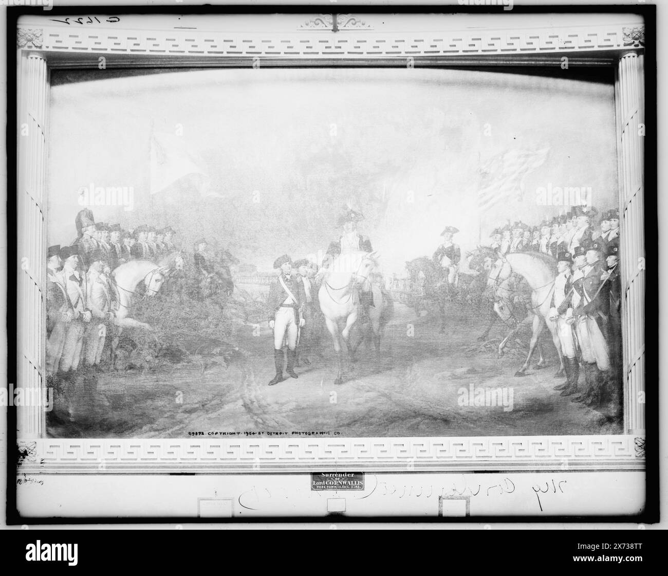 Surrender of Lord Cornwallis, Photograph of a painting by John Trumbull., 'G 1622' on negative., Detroit Publishing Co. no. 09872., Gift; State Historical Society of Colorado; 1949,  Cornwallis, Charles Cornwallis,, 1st Marquis,, 1738-1805. , Surrenders. , Yorktown (Va.), History, Siege, 1781. Stock Photo