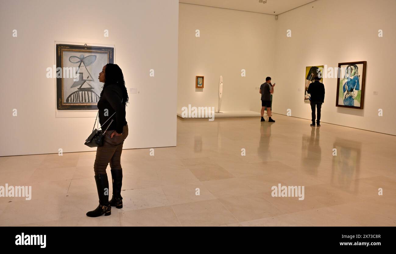 Exhibition “The Echo of Picasso” paintings, sculpture in the Picasso Museum art gallery, Málaga, Spain Stock Photo