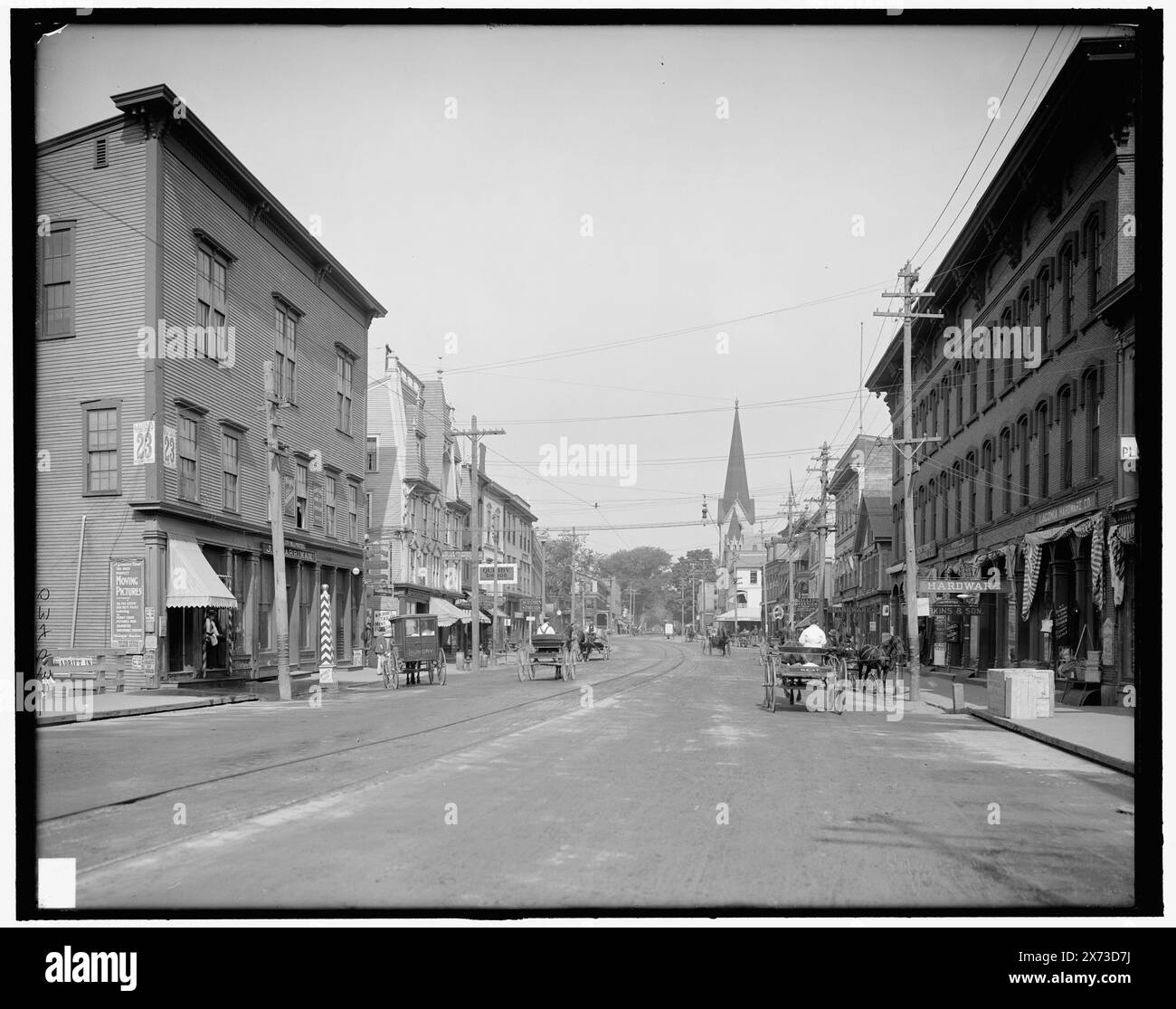 Laconia, N.H., Main St., Title from jacket., '4401' on negative., Detroit Publishing Co. no. 034935., Gift; State Historical Society of Colorado; 1949,  Streets. , United States, New Hampshire, Laconia. Stock Photo