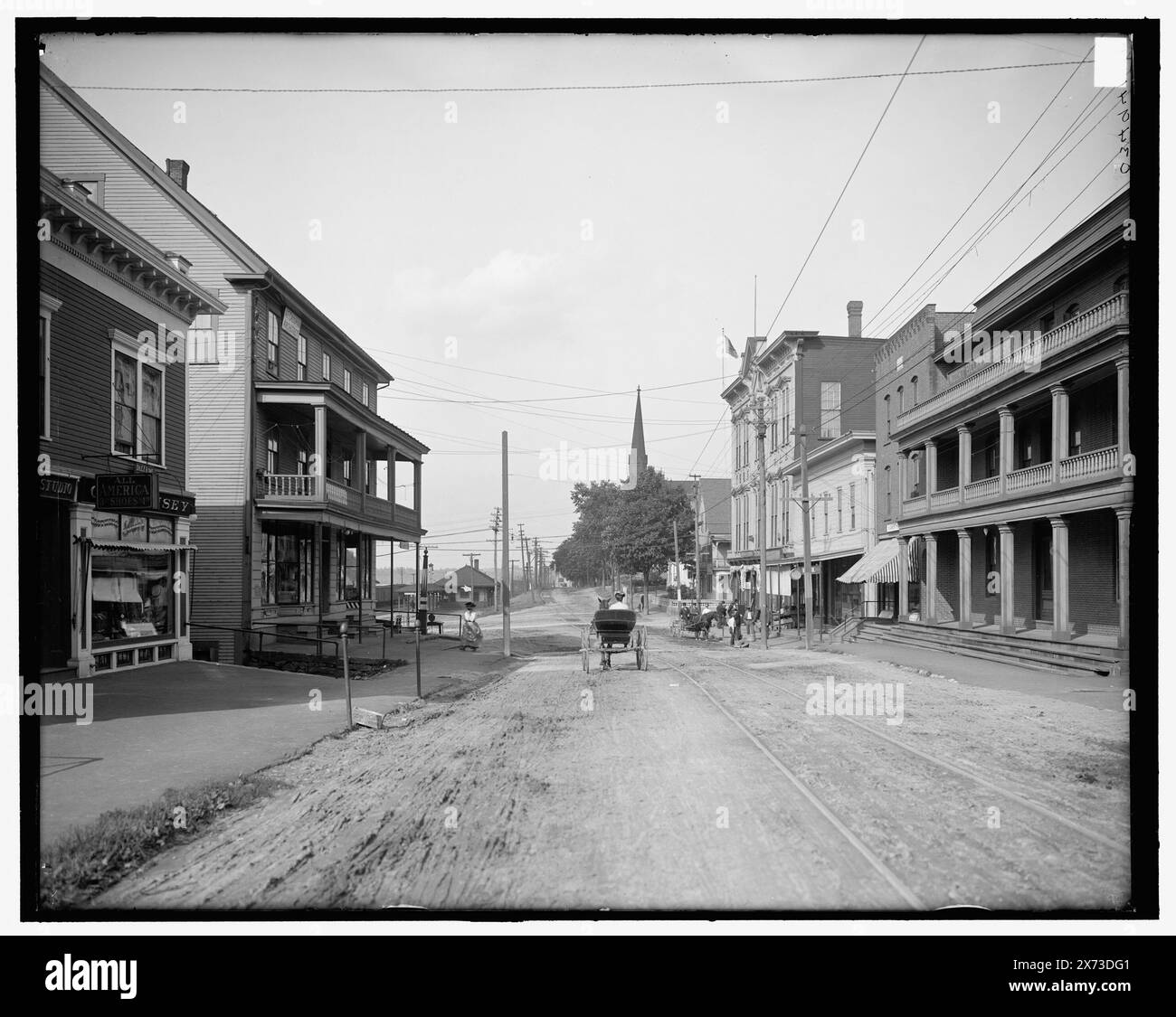 Union Avenue, Lakeport, N.H., Title from jacket., '4395' on negative., Detroit Publishing Co. no. 034941., Gift; State Historical Society of Colorado; 1949,  Streets. , Commercial facilities. , United States, New Hampshire, Laconia. Stock Photo