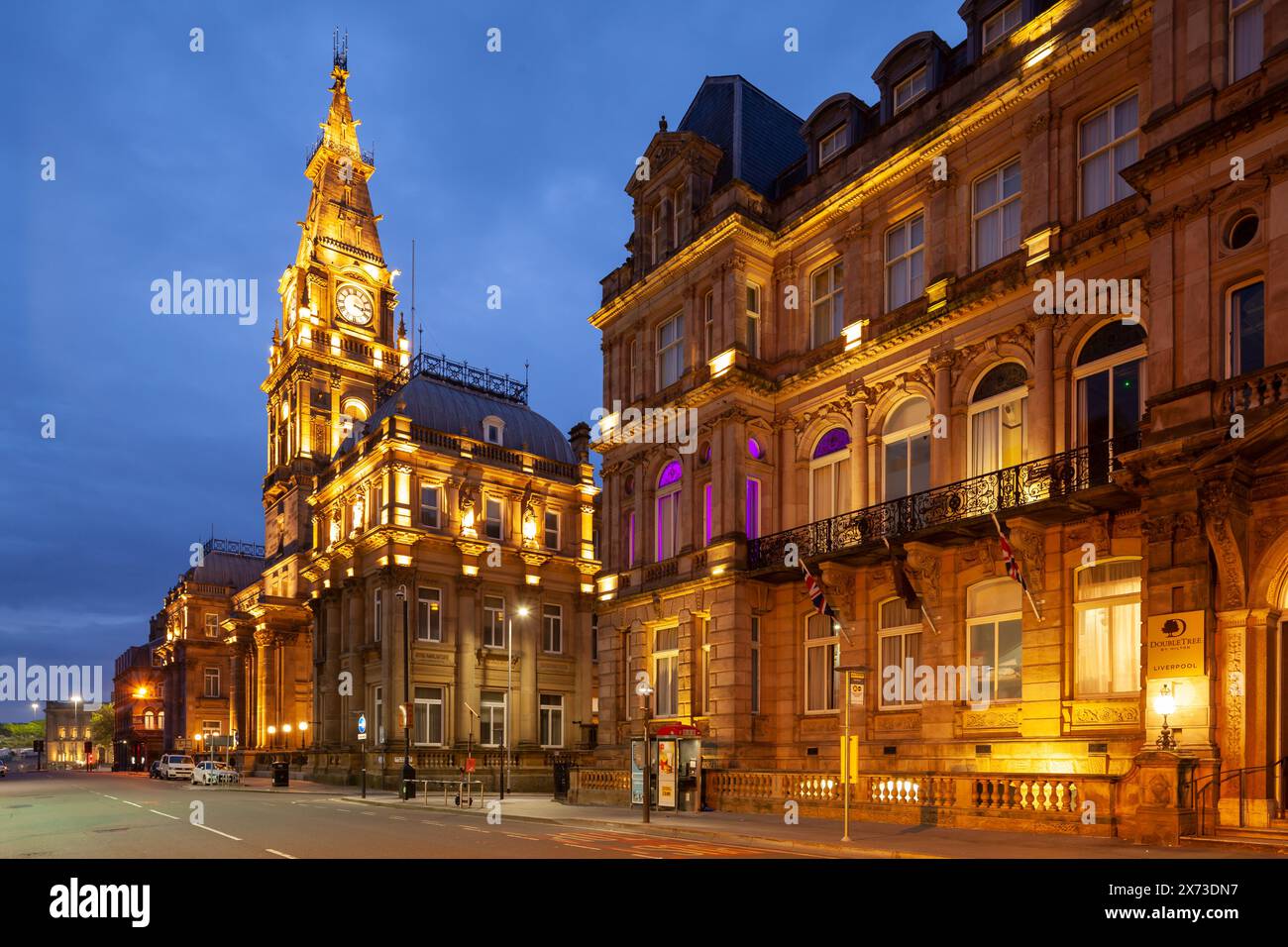 Dawn at Municipal Hotel on Dale Street in Liverpool city centre. Stock Photo