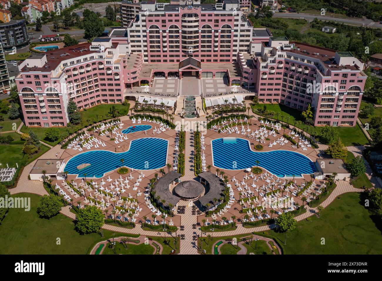 Hotel Majestic in sea resort Sunny Beach on Black sea, Bulgaria Stock Photo