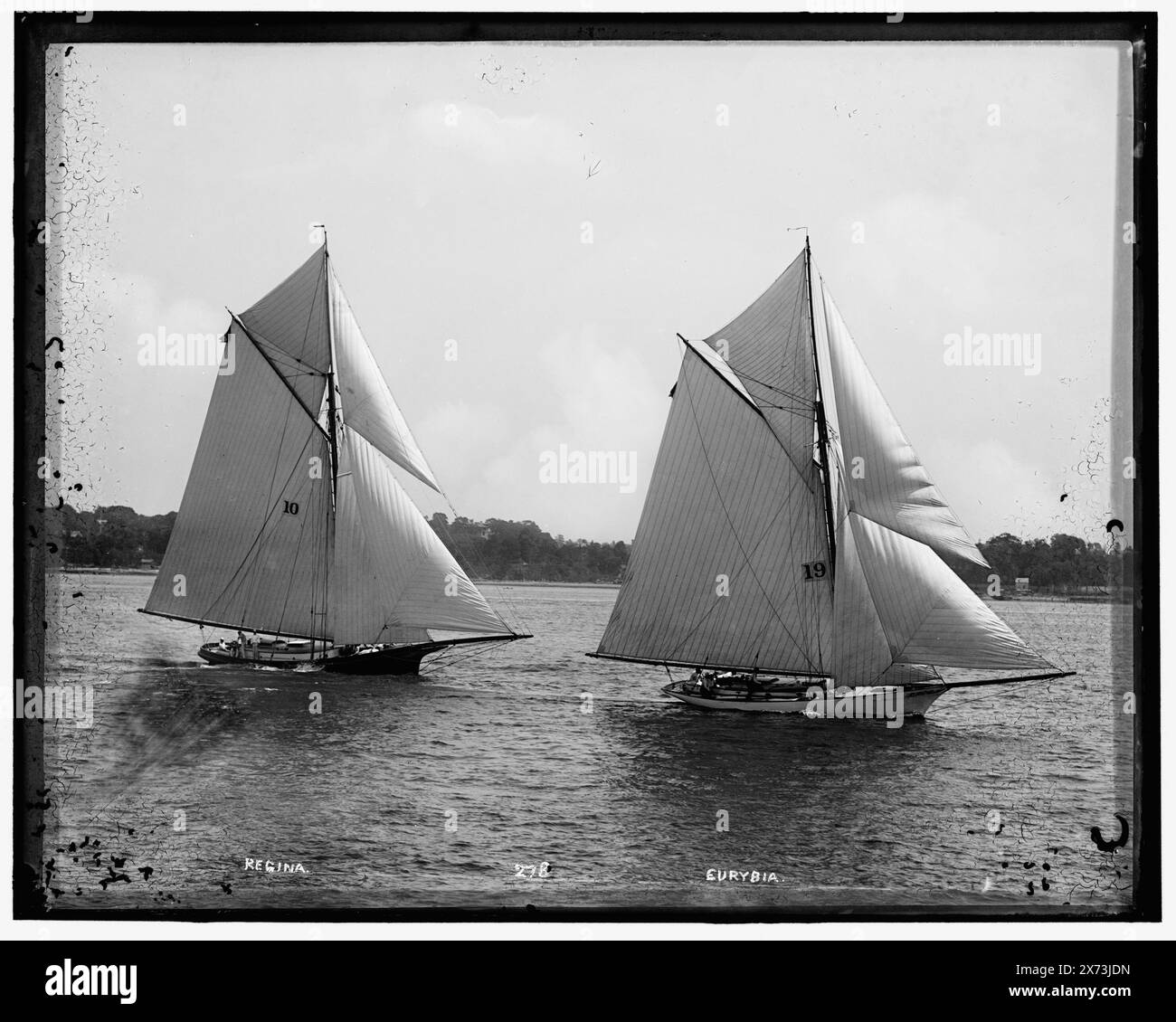 Regina and Eurybia, Attribution based on style of title and numbering., '278' on negative., No Detroit Publishing Co. no., Gift; State Historical Society of Colorado; 1949,  Regina (Yacht) , Eurybia (Yacht) , Yachts. Stock Photo