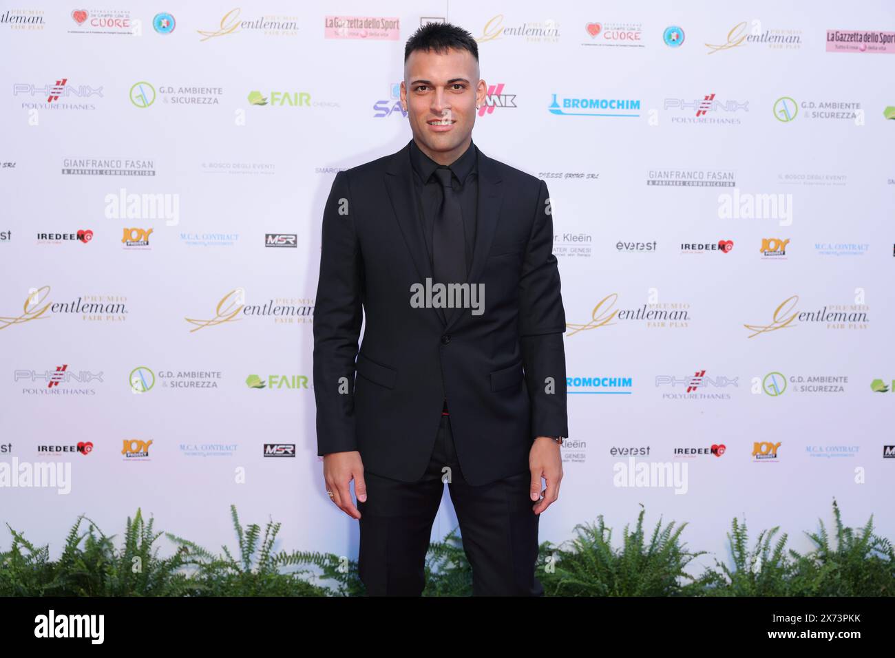MILAN, ITALY - MAY 16: Football player Lautaro Martinez attends the 29th FairPlay Gentleman Prize 2024 on May 16, 2024 in Milan, Italy. Stock Photo