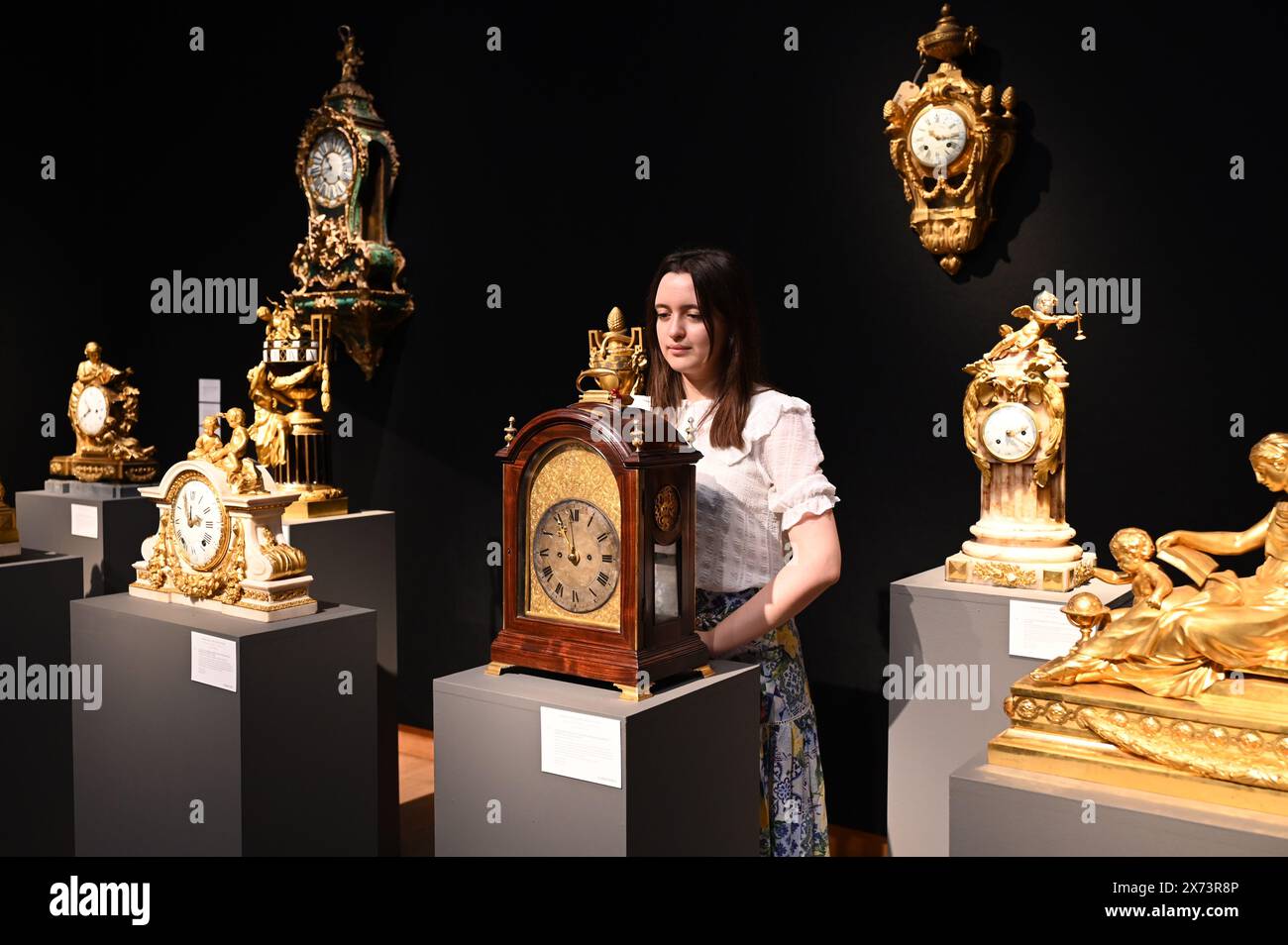 On Friday 17th May, Christie’s will unveil almost 250 works of art collected and enjoyed by the scions of Three Dealing Dynasties: London, Paris, Geneva, who have been at the centre of the international art market for almost a century, ahead of the auction at Christie’s London on 23 May 2024. The sale includes a colourful and diverse ‘menagerie’ of Chinese and Japanese animals and birds, executed in porcelain, bronze, cloisonné enamel and exquisite lacquer, alongside furniture, decorative arts and clocks which represent a veritable rollcall of some of the most celebrated French craftsmen ... Stock Photo