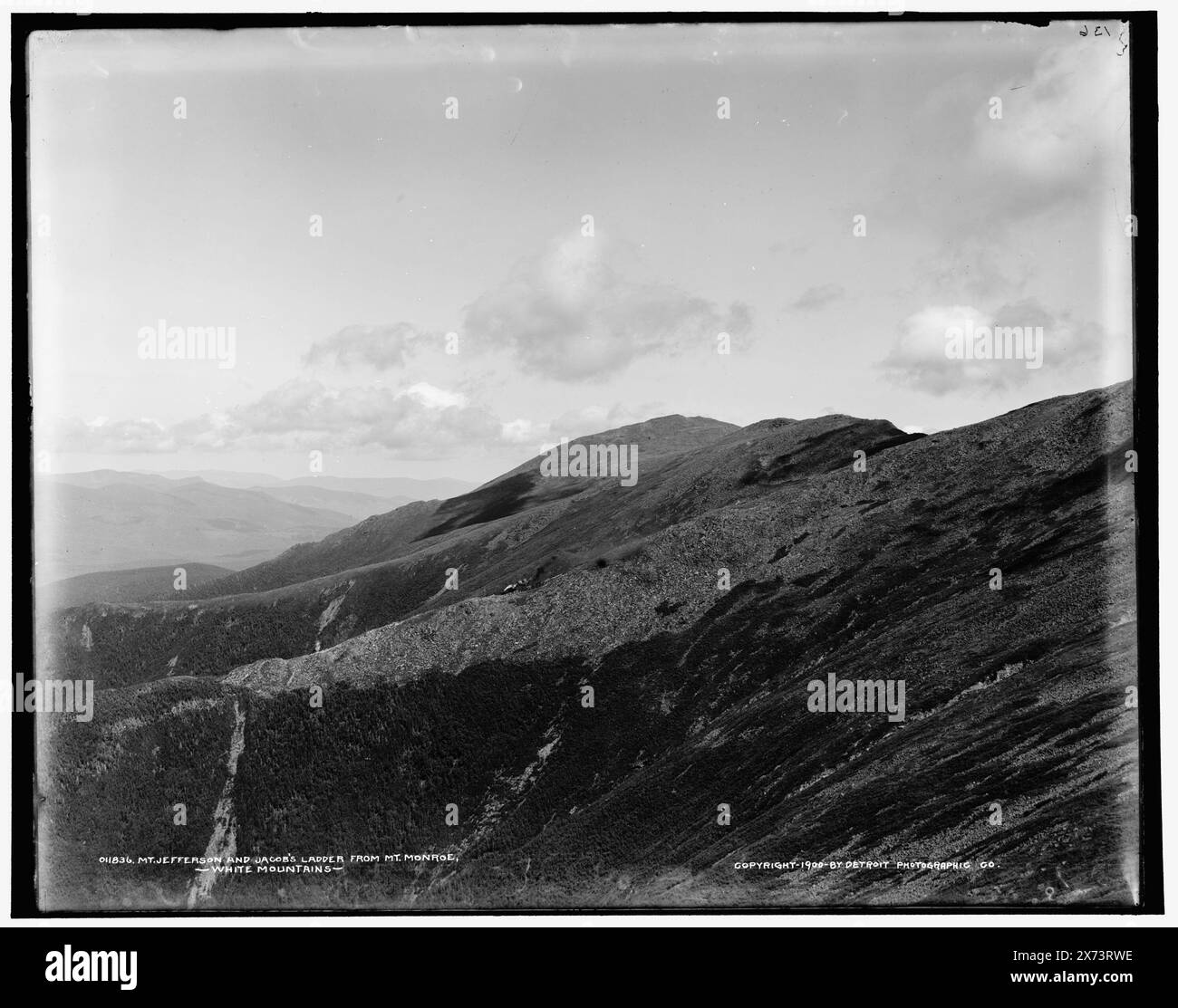 USA photo postcard train on Jacobs Ladder White Mountains N.H. c.1919