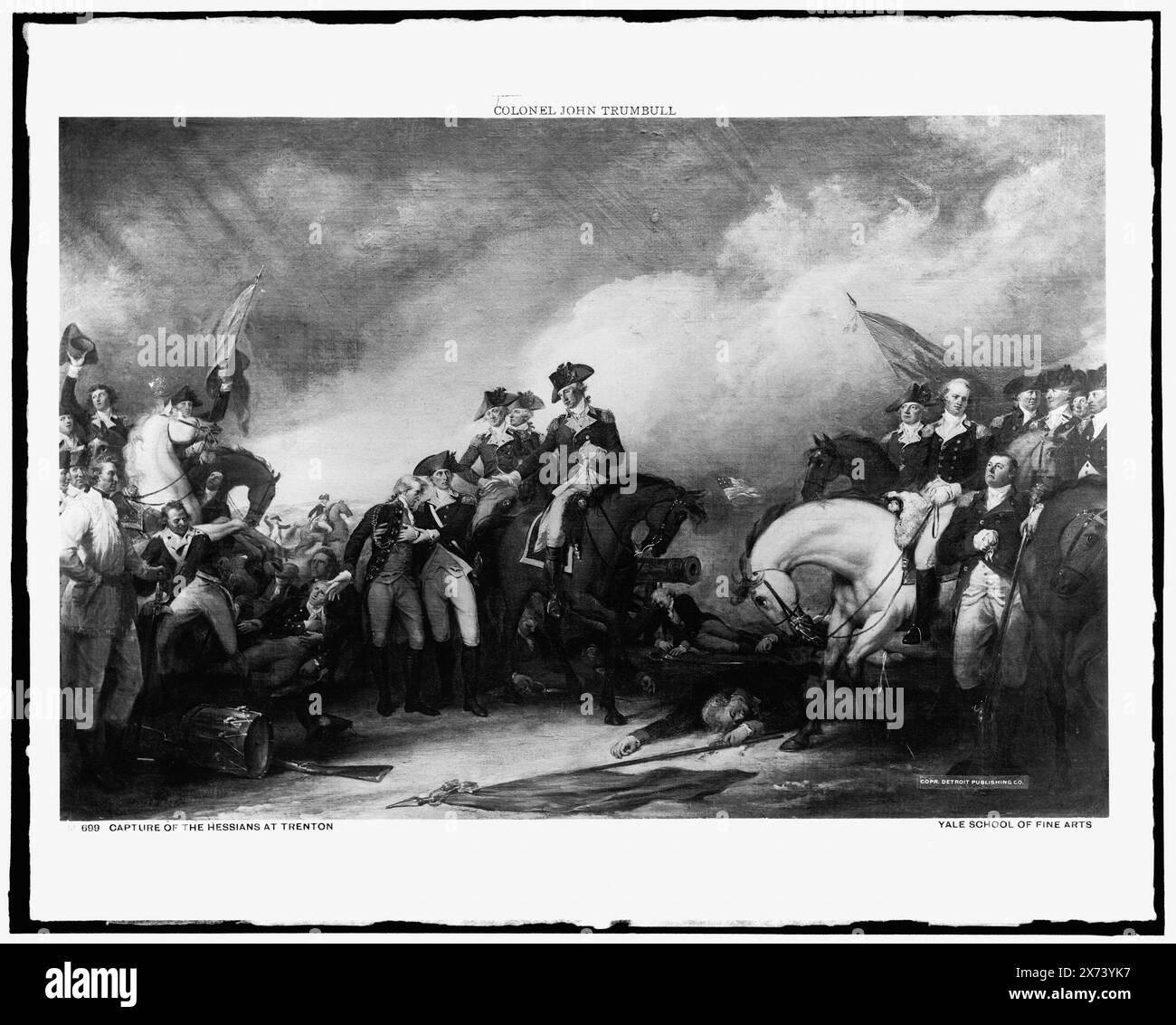 Capture of the Hessians at Trenton, Date based on Detroit, Thistle Publications (1912)., Photograph of a painting at Yale School of Fine Arts., Detroit Publishing Co. no. M 699., Gift; State Historical Society of Colorado; 1949,  Campaigns & battles. , Trenton, Battle of, Trenton, N.J., 1776. , Prisoners of war. , United States, New Jersey, Trenton. Stock Photo
