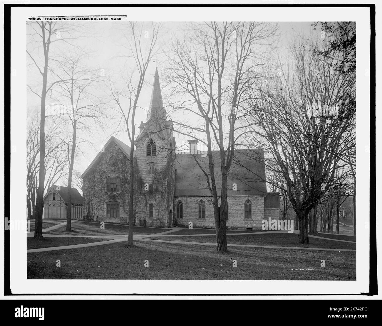The Chapel, Williams College, Mass., Date based on Detroit, Catalogue J Supplement (1901-1906)., Detroit Publishing Co. no. 016129., Gift; State Historical Society of Colorado; 1949,  Williams College. , Universities & colleges. , Churches. , United States, Massachusetts, Williamstown. Stock Photo