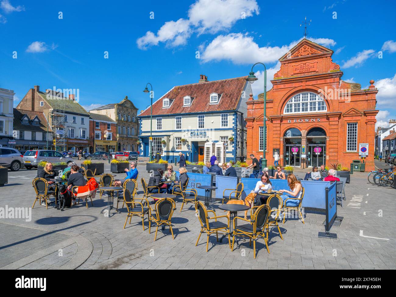 View of Saturday Market, Beverley, Yorkshire, England, UK Stock Photo