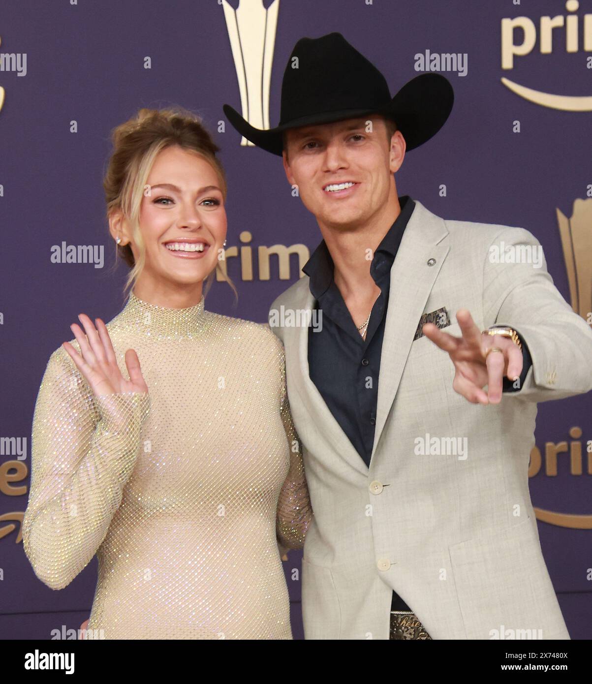 Parker McCollum, Hallie Ray Light McCollum attend the 59th Academy of