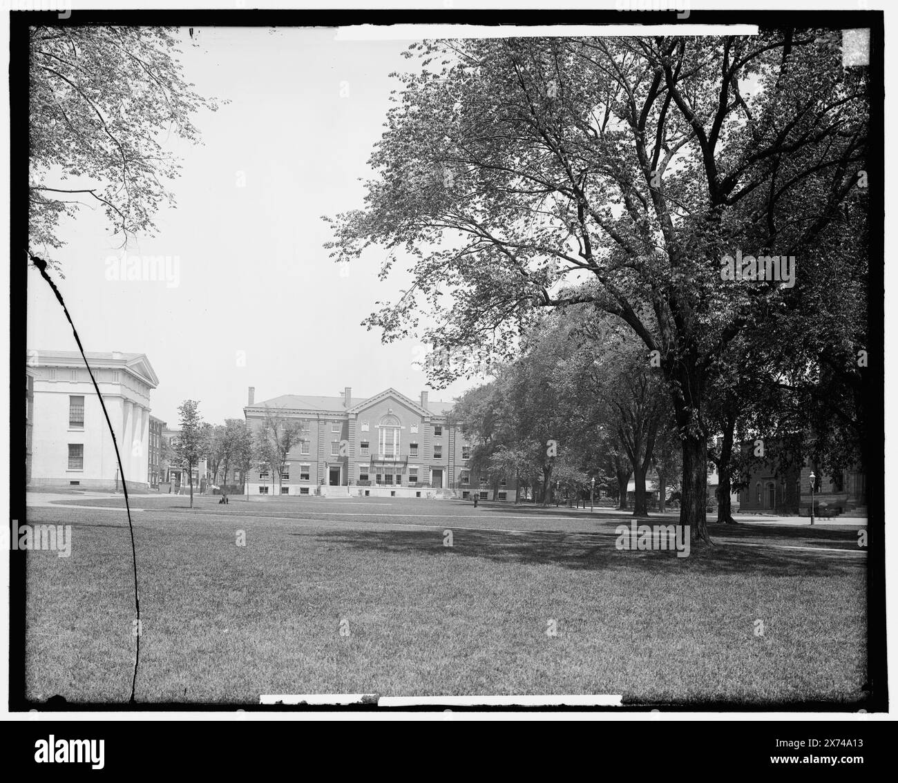 The Middle campus, Brown University, Providence, R.I., Videodisc images are out of sequence; actual left to right order is 1A-10016, 10015., Right negative broken left side., '3234' on left negative; '3235' on right negative., Detroit Publishing Co. no. 015530., Gift; State Historical Society of Colorado; 1949,  Brown University. , Universities & colleges. , Educational facilities. , United States, Rhode Island, Providence. Stock Photo