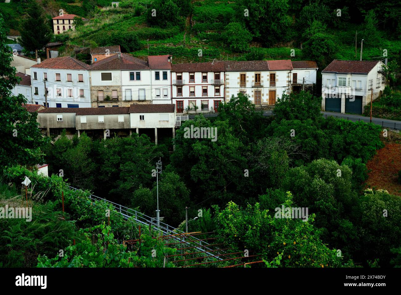 Facades of Os Peares, Ourense, Spain Stock Photo