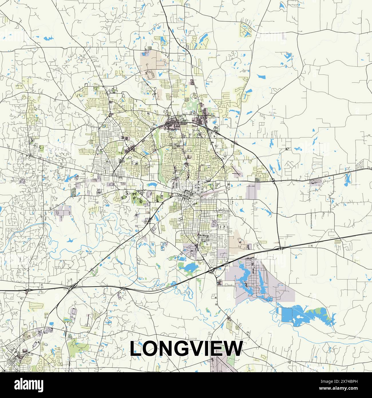 Longview, Texas, USA map poster art Stock Vector