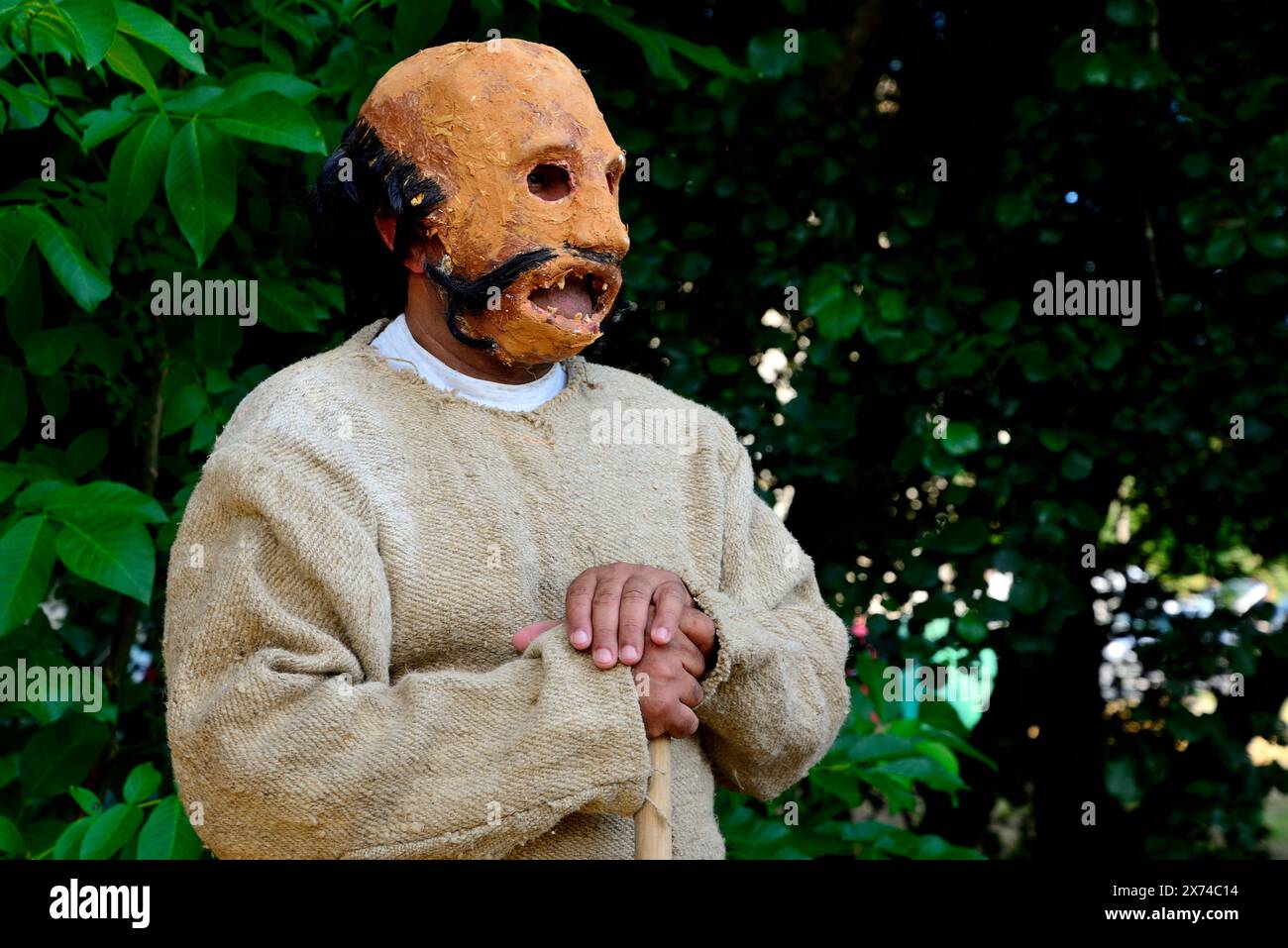 Mask of Carrizo de la Ribera (Leon) in a meeting close to Vilaboa, Pontevedra, Spain Stock Photo