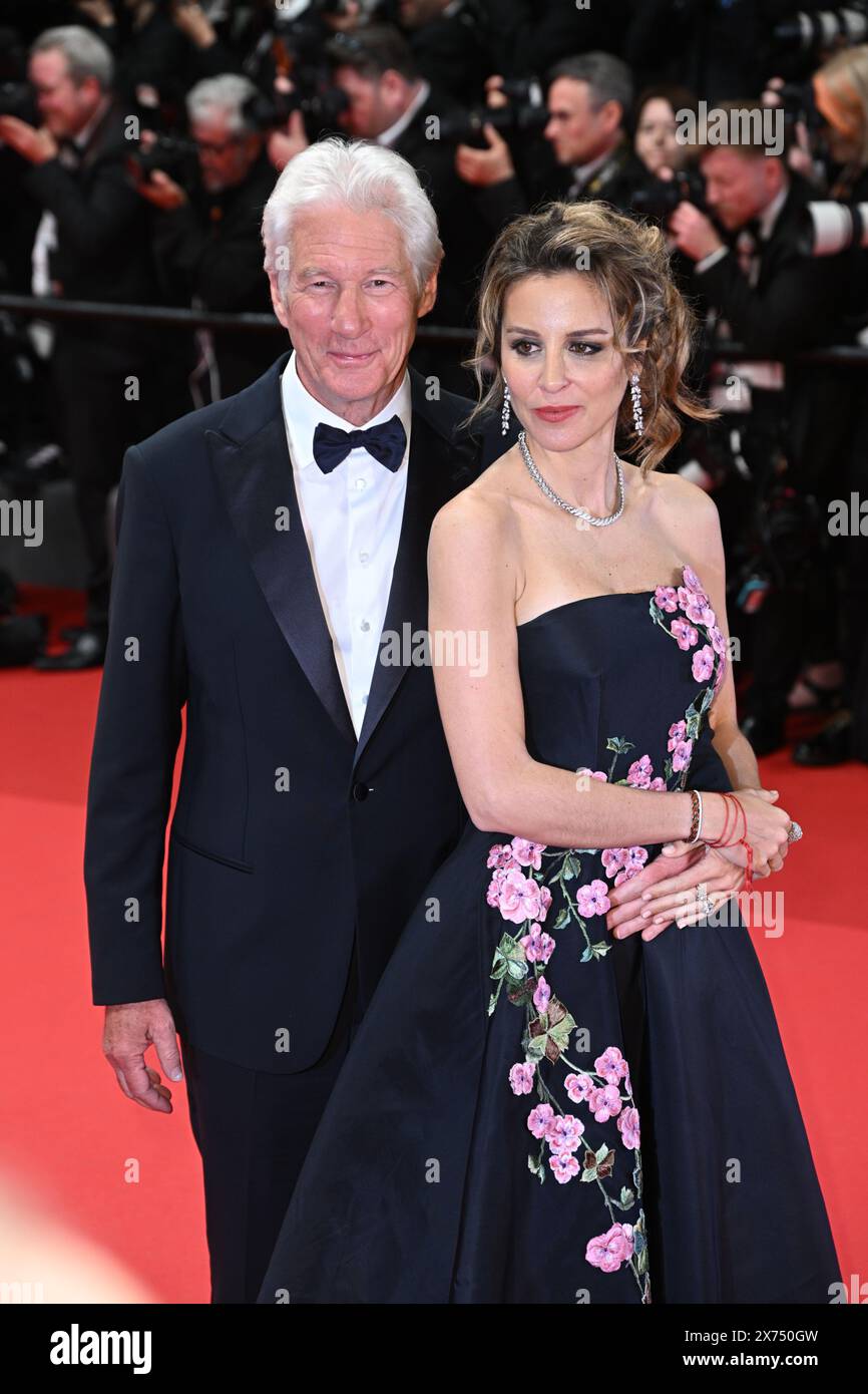 Alejandra Silva and Richard Gere, Homer arrive for the screening of the film 'Oh Canada' during the 77th Cannes Film Festival in Cannes, France. Picture date: Friday May 17, 2024. Stock Photo
