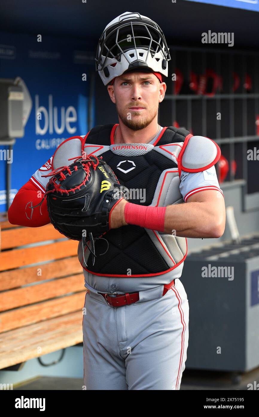 LOS ANGELES, CA - MAY 16: Cincinnati Reds catcher Tyler Stephenson (37 ...