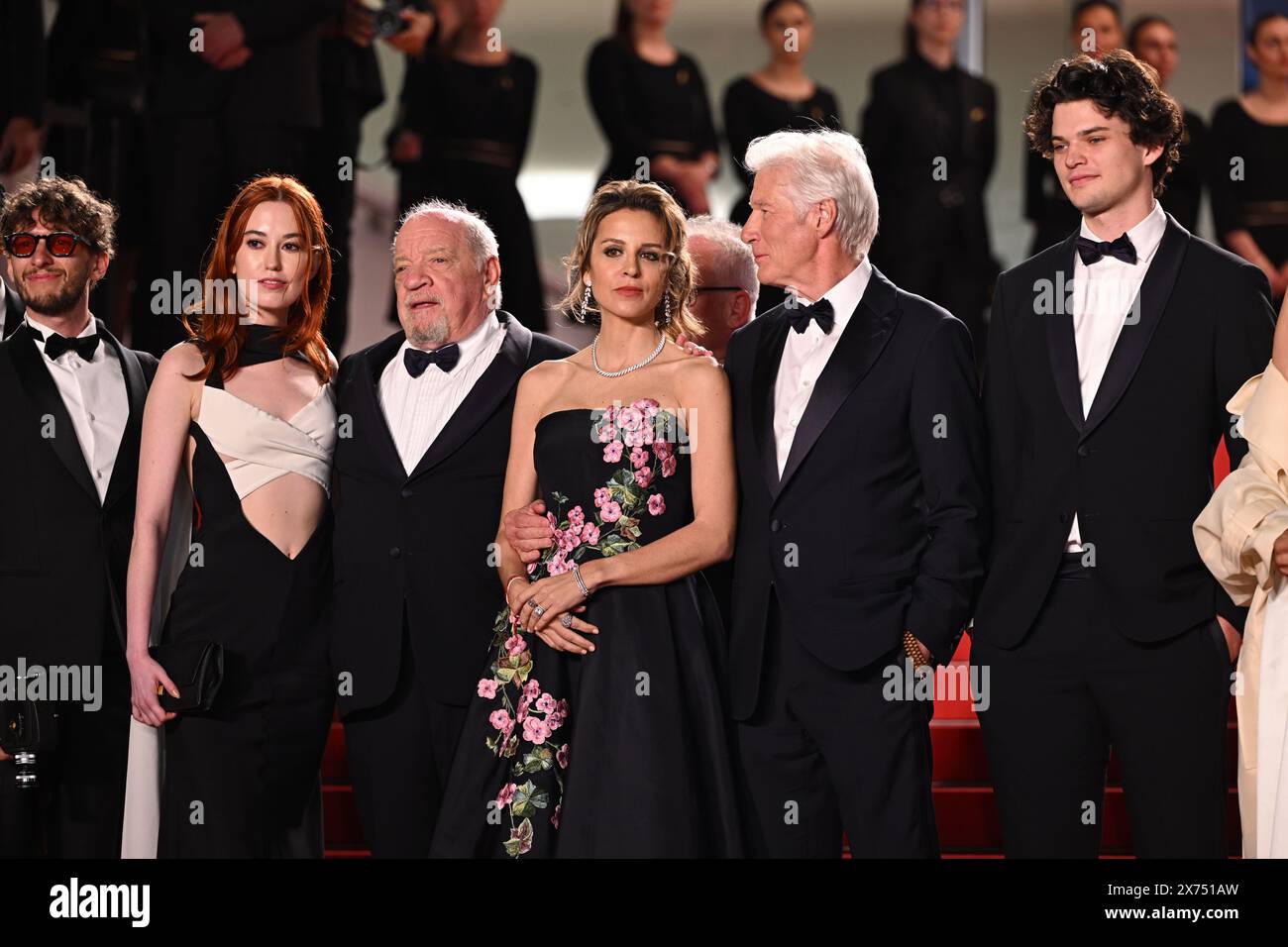Alejandra Silva (centre), Richard Gere (second right) and Homer James Jigme Gere (right) arrive for the screening of the film 'Oh Canada' during the 77th Cannes Film Festival in Cannes, France. Picture date: Friday May 17, 2024. Stock Photo