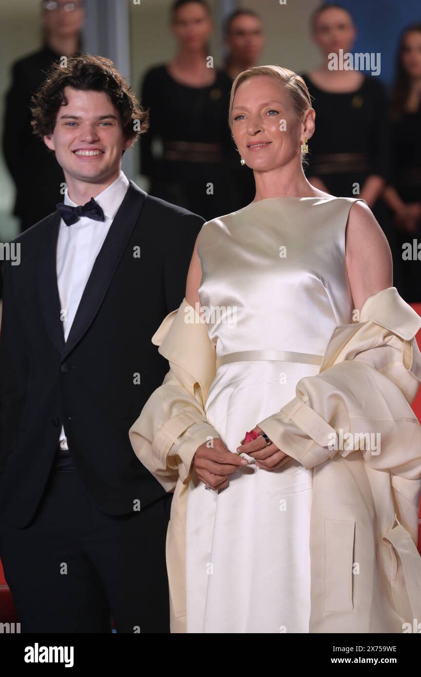Cannes, France. 17th May, 2024. CANNES, FRANCE. May 17, 2024: Uma Thurman & Homer James Jigme Gere at the Oh Canada premiere at the 77th Festival de Cannes. Picture Credit: Paul Smith/Alamy Live News Stock Photo