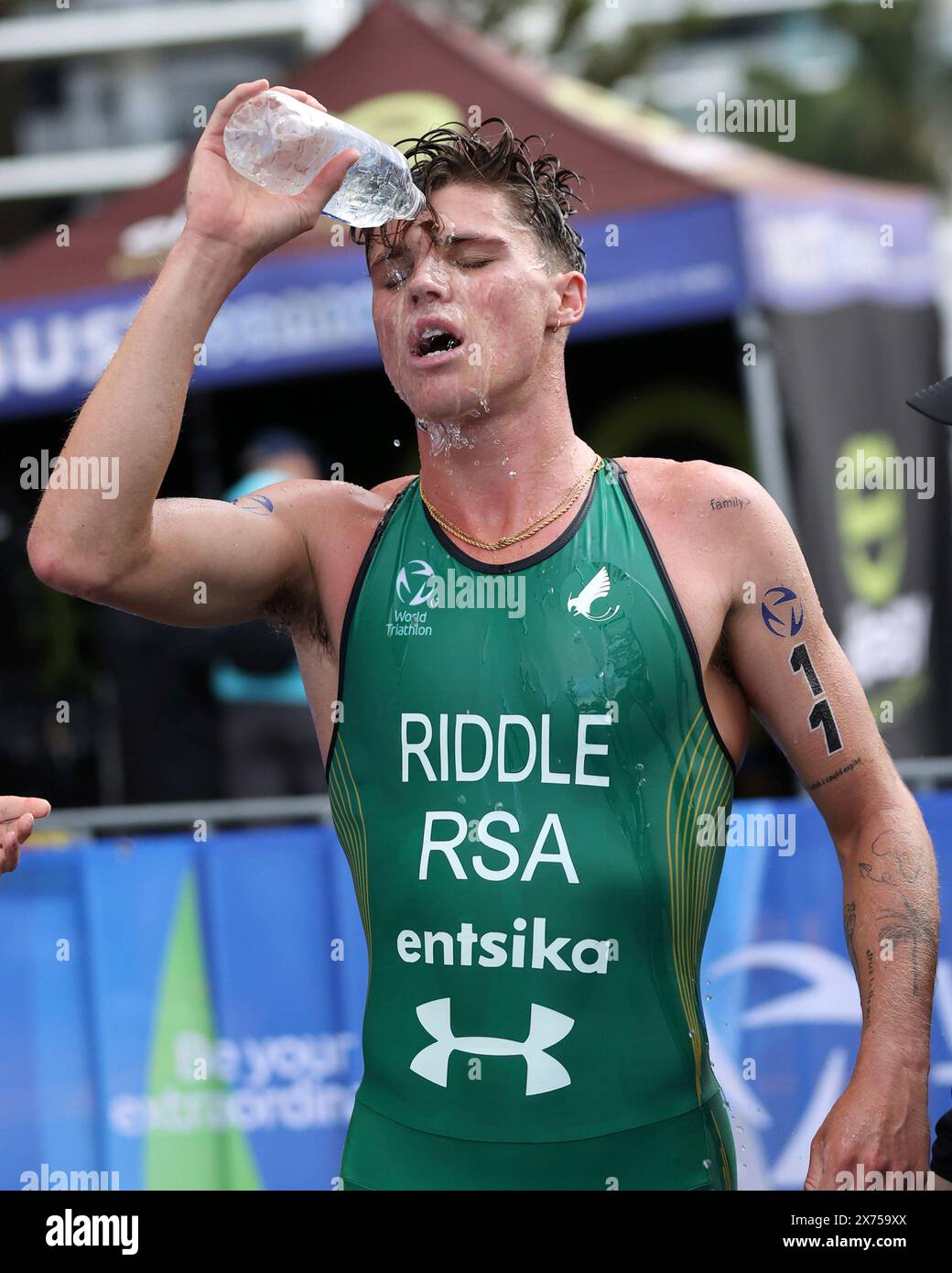Jamie Riddle, of South Africa, at the 2024 World Triathlon Cup ...