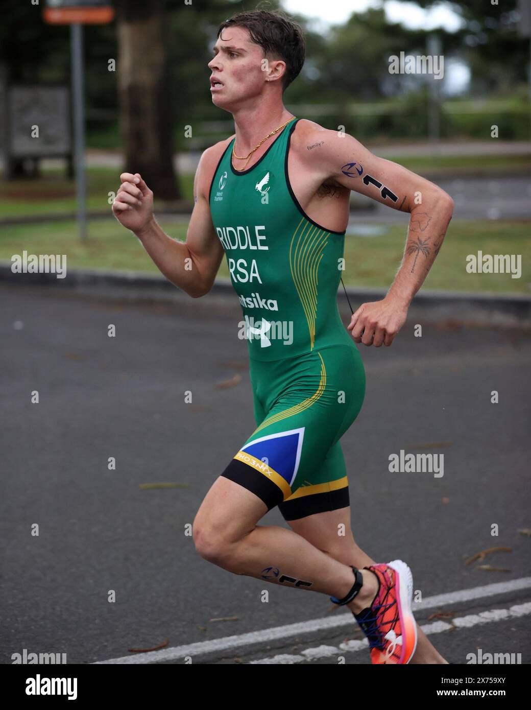 Jaimie Riddle Jamie Riddle, of South Africa, at the 2024 World Triathlon Cup ...
